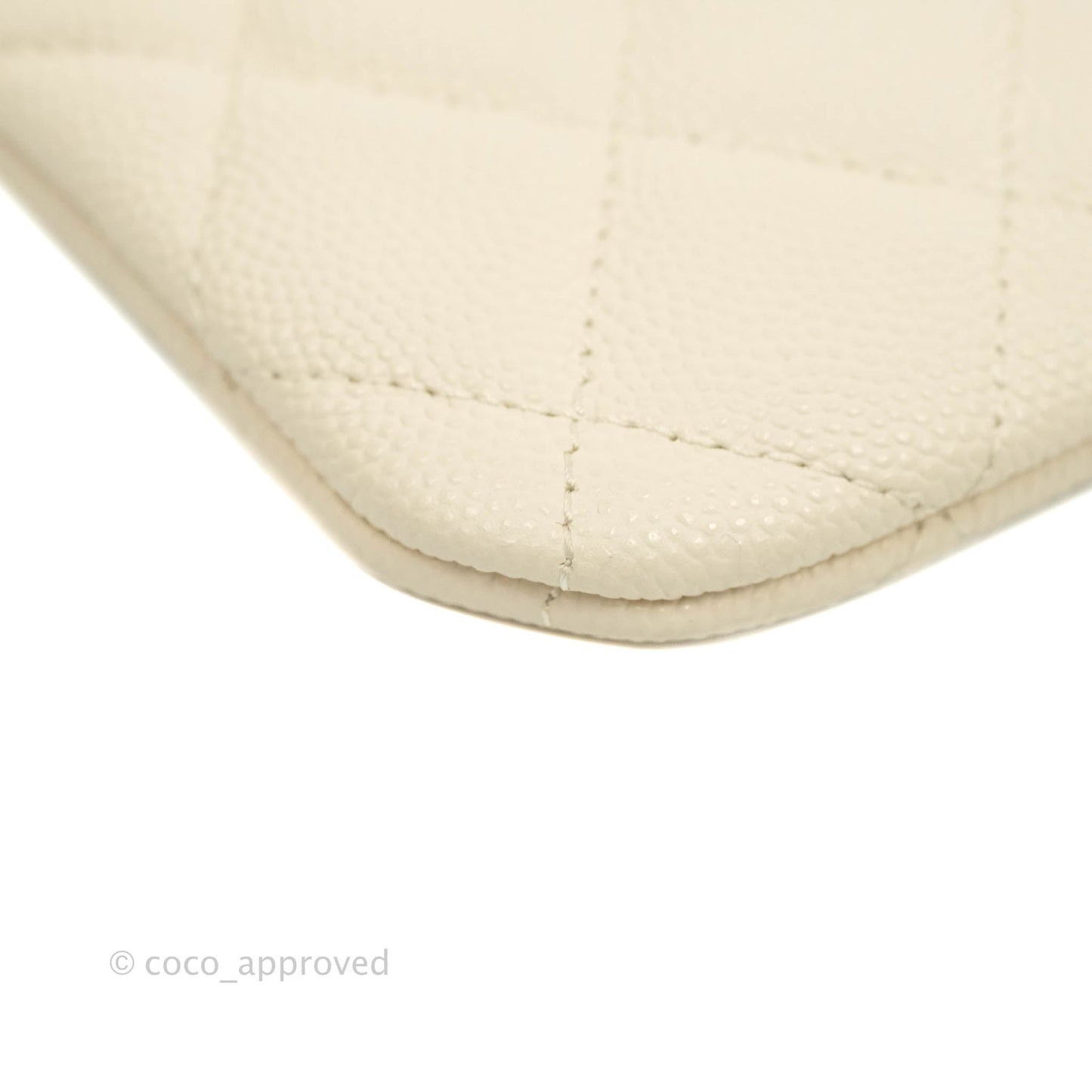 Chanel Mini Quilted O Case Ivory Caviar Gold Hardware