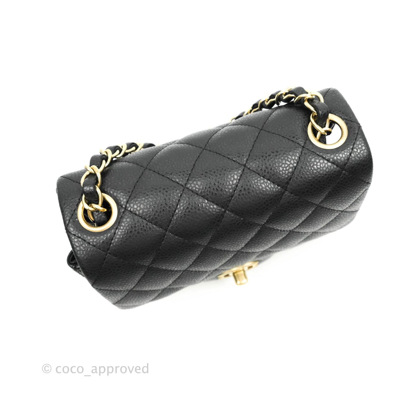 Chanel Quilted Mini Square Iridescent Black Caviar Matte Gold Hardware