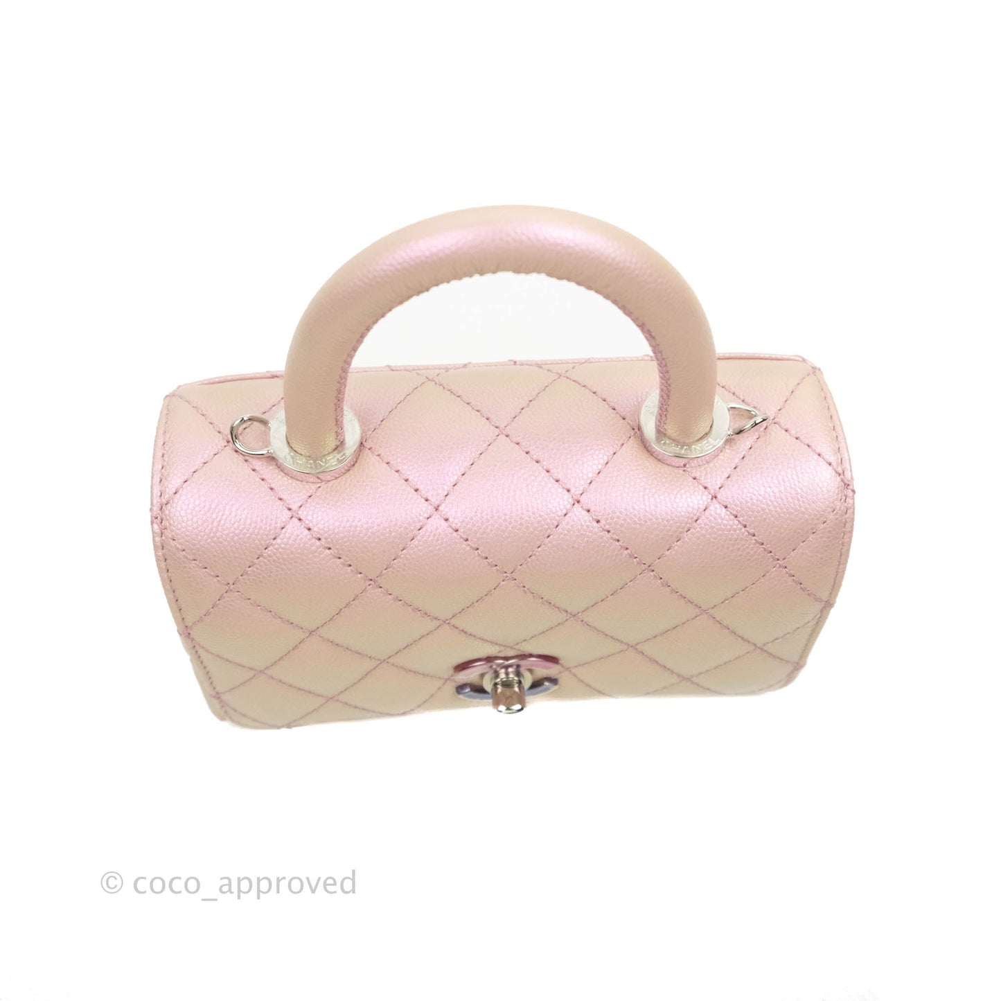 Chanel Mini Coco Handle Iridescent Pink Caviar Rainbow Hardware