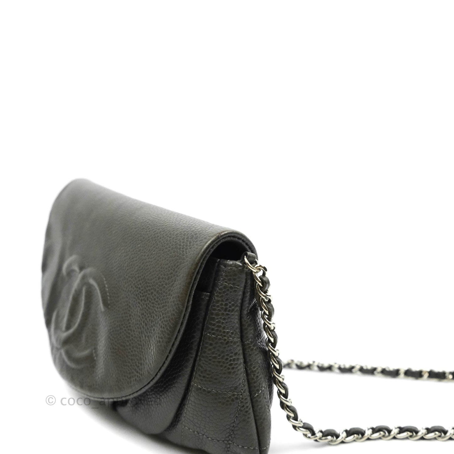 Chanel Wallet on Chain Dark Grey Caviar Silver Hardware