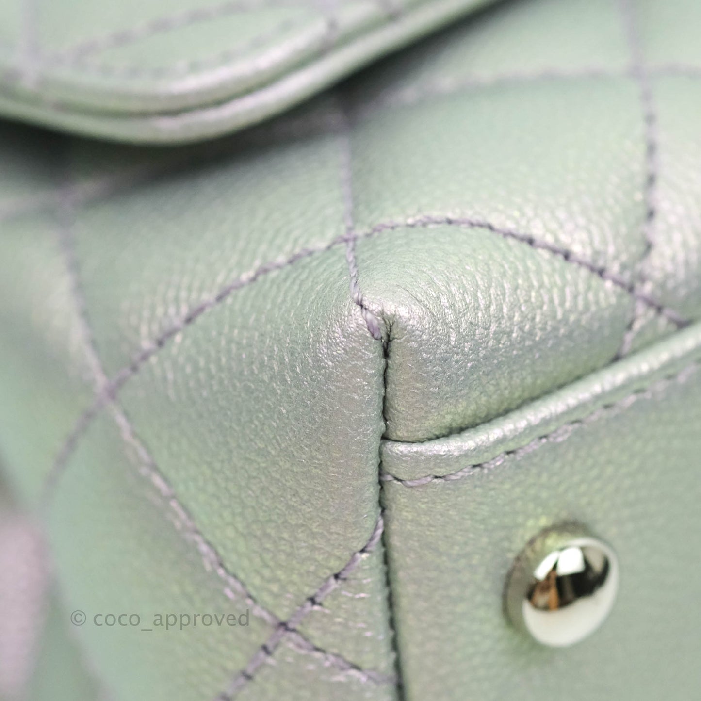 Chanel Extra Mini Coco Handle Quilted Iridescent Lilac Caviar Rainbow Hardware