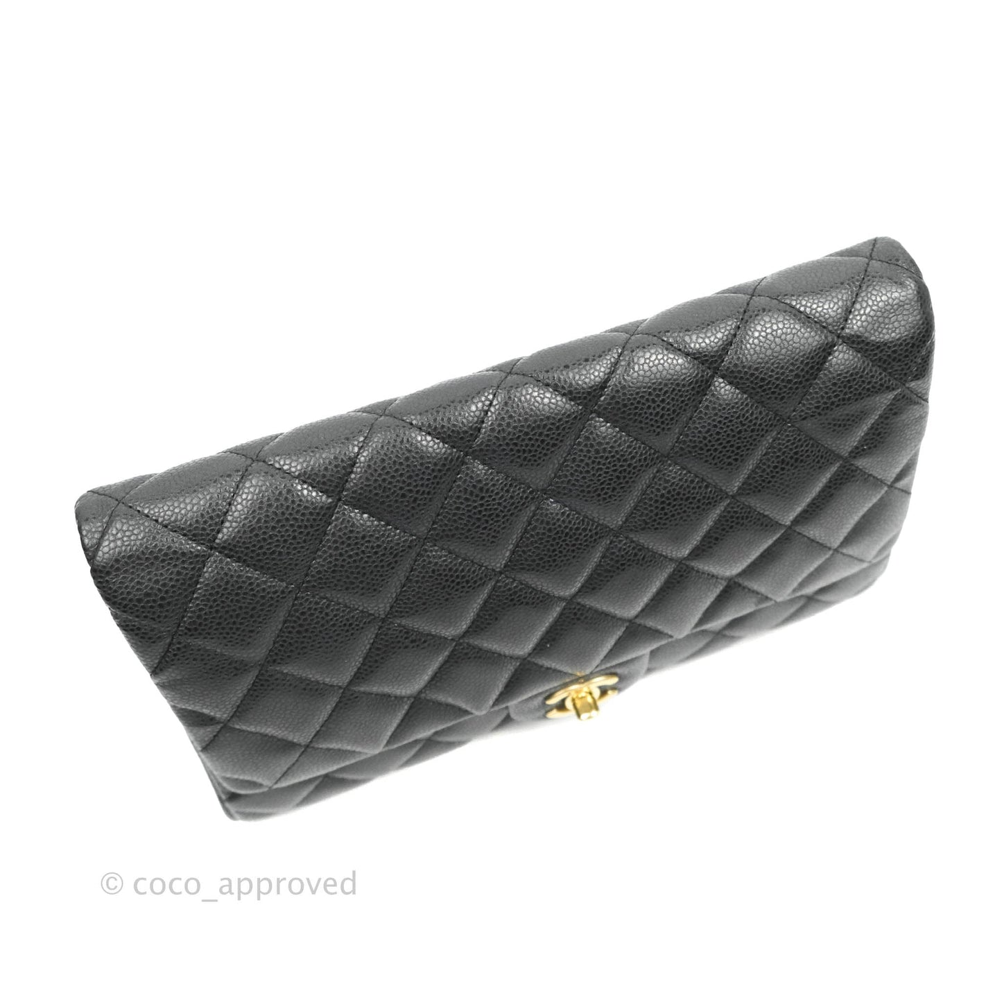 Chanel Quilted Clutch with Chain Caviar Iridescent Black Gold Hardware