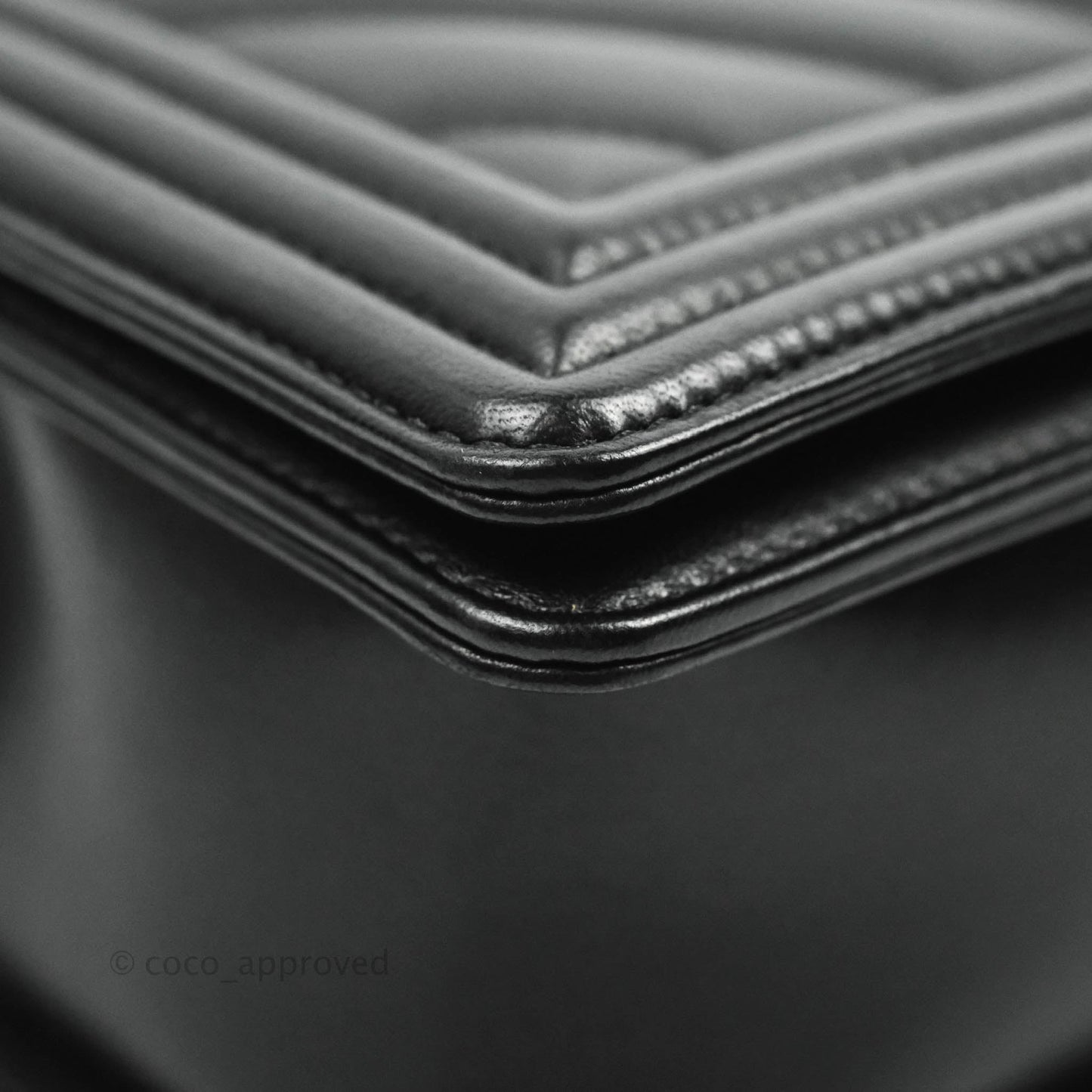 Chanel Medium Chevron Boy Black Lambskin Gold Hardware