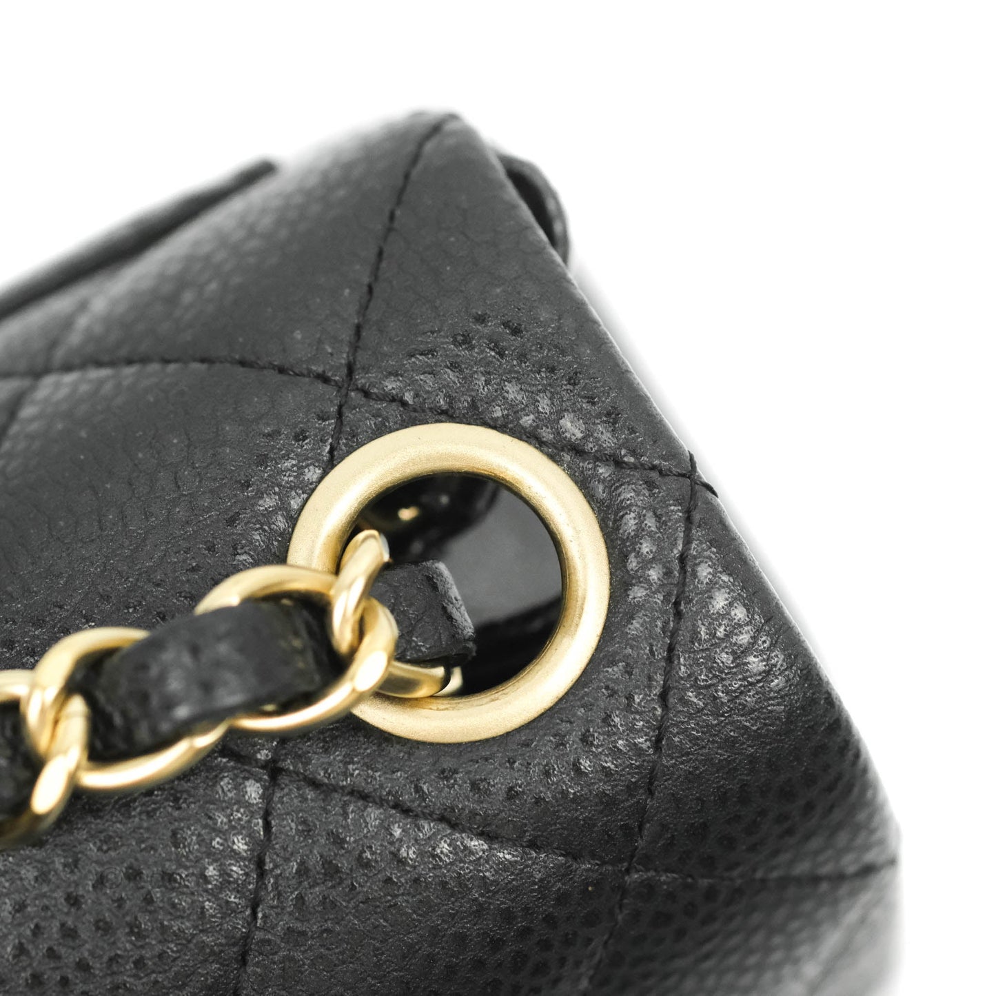 Chanel Quilted Mini Square Iridescent Black Caviar Matte Gold Hardware