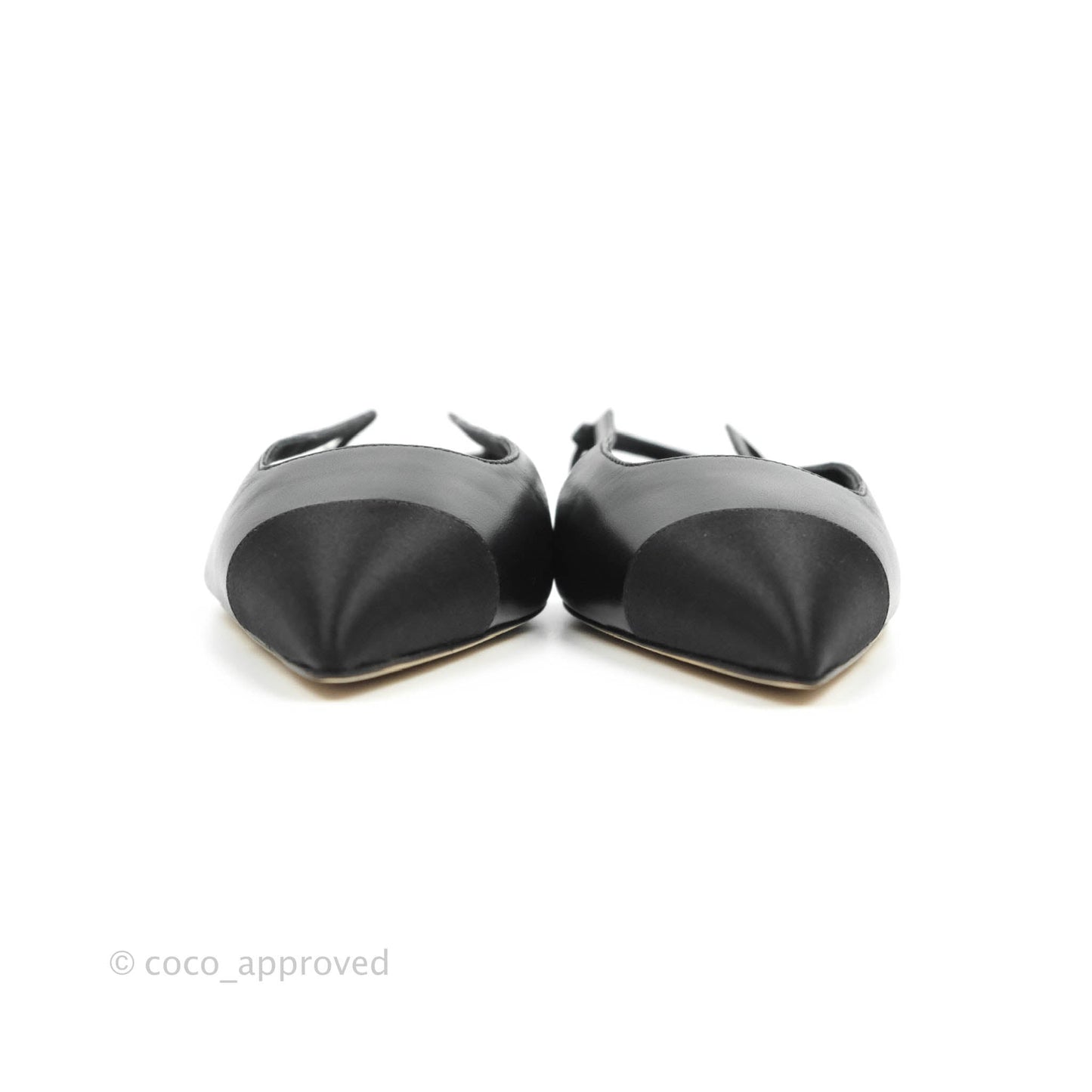 Chanel Slingback Pointed Black Flats Size 36.5