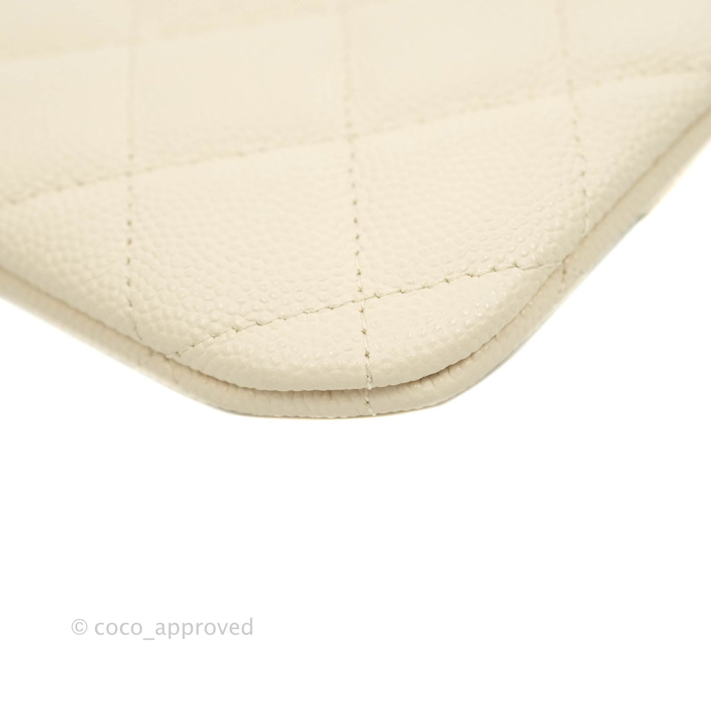 Chanel Mini Quilted O Case Ivory Caviar Gold Hardware