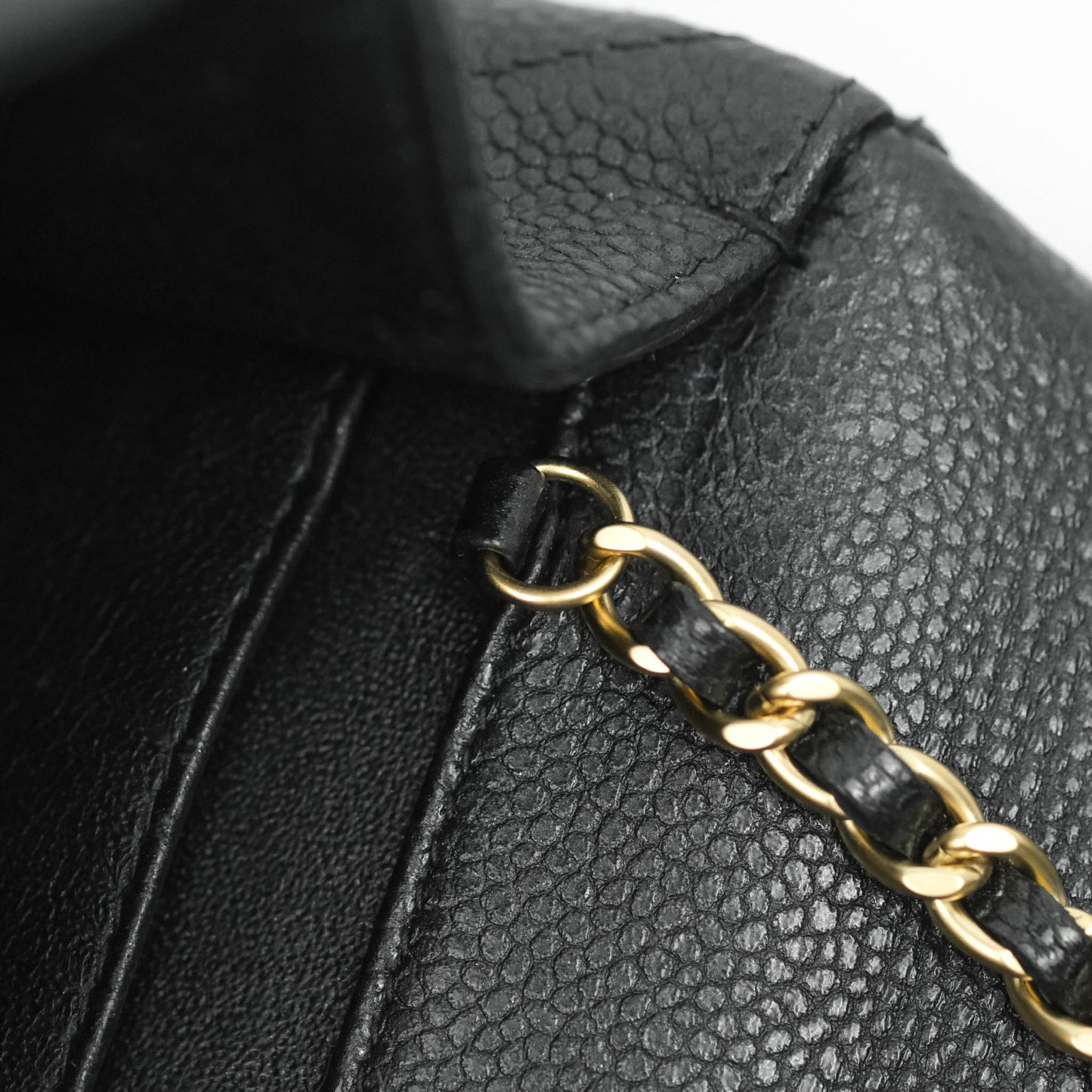 Chanel Quilted Clutch with Chain Caviar Iridescent Black Gold Hardware