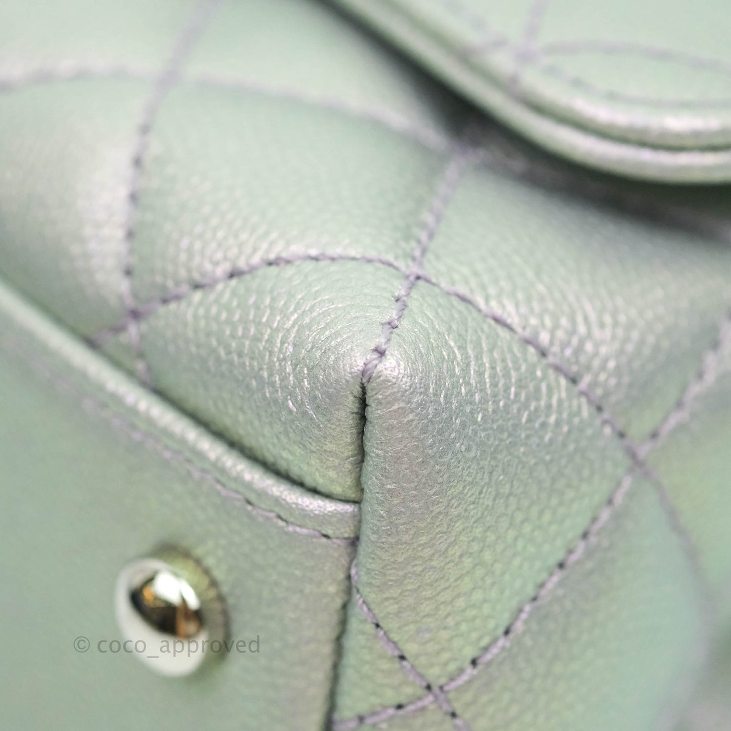 Chanel Extra Mini Coco Handle Quilted Iridescent Lilac Caviar Rainbow Hardware