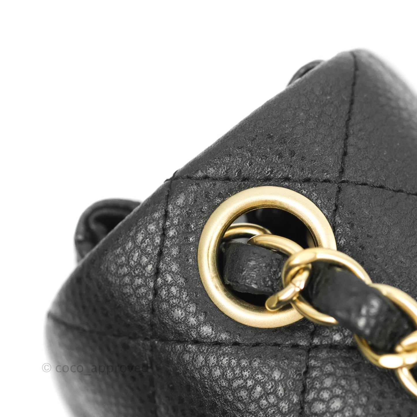 Chanel Quilted Mini Square Iridescent Black Caviar Matte Gold Hardware