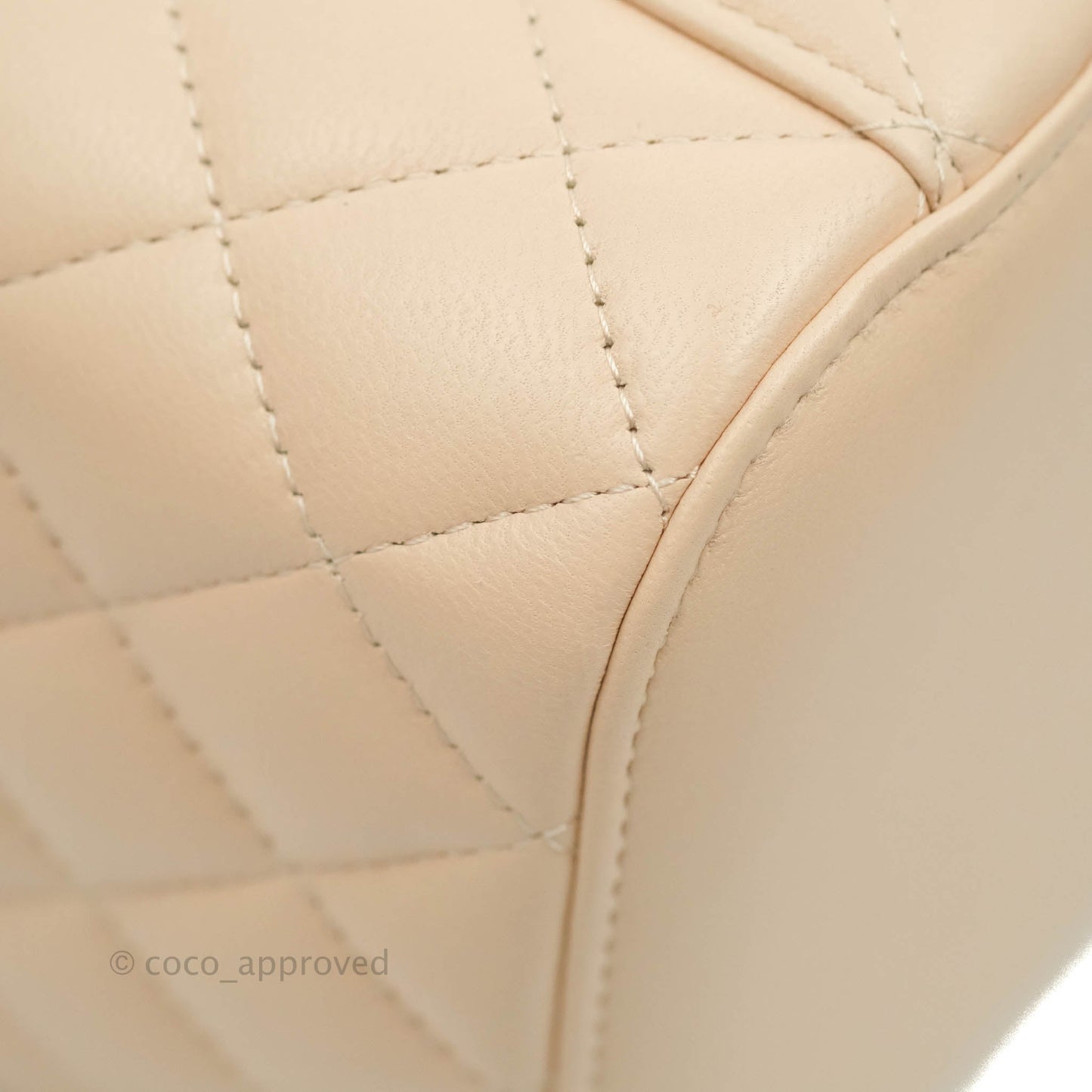 Chanel Classic Vanity Pouch with Handle Light Beige Lambskin Gold Hardware