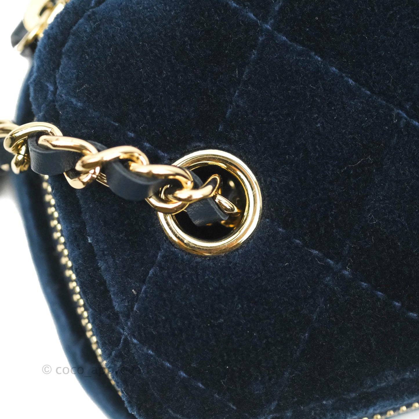 Chanel Classic Mini Crystal Pearl Crush Vanity With Chain Navy Velvet Gold Hardware