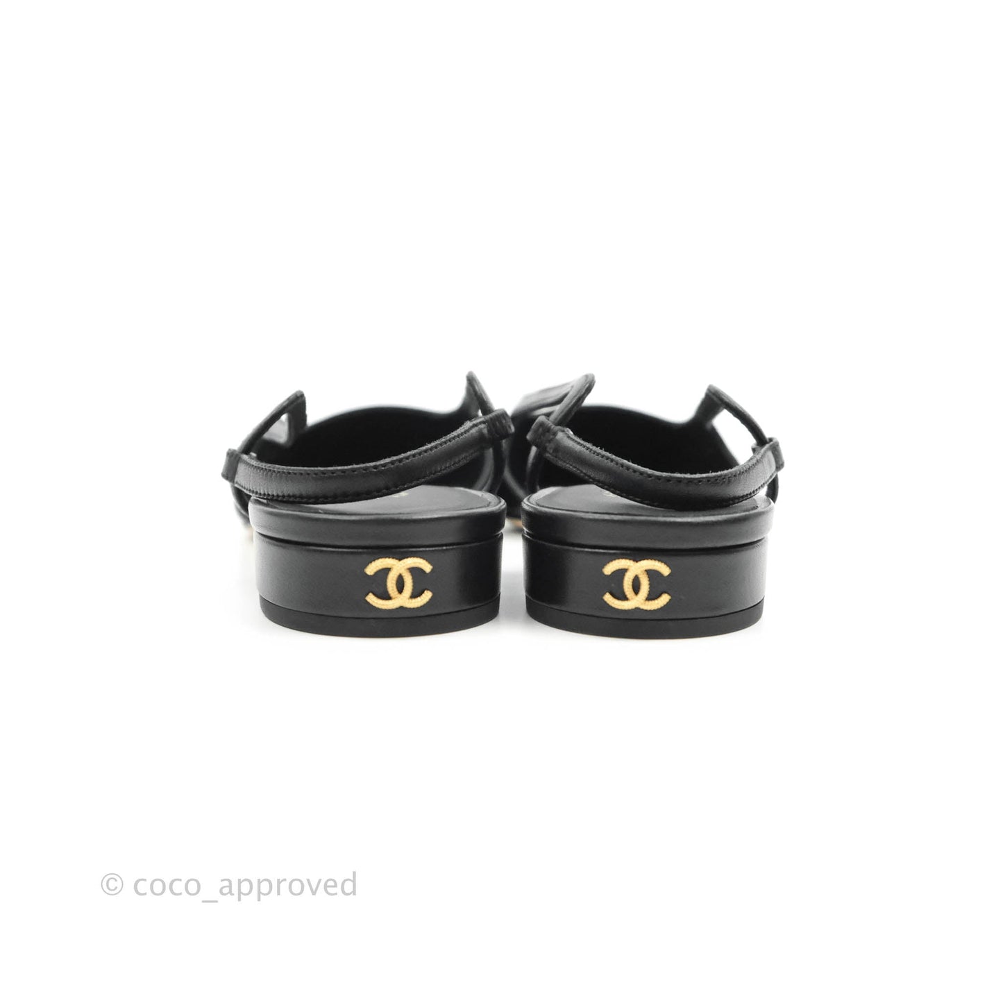 Chanel Slingback Pointed Black Flats Size 36.5