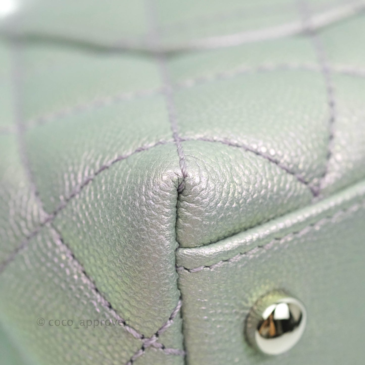 Chanel Extra Mini Coco Handle Quilted Iridescent Lilac Caviar Rainbow Hardware