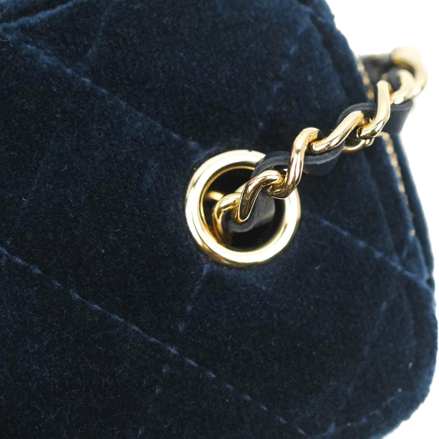 Chanel Classic Mini Crystal Pearl Crush Vanity With Chain Navy Velvet Gold Hardware