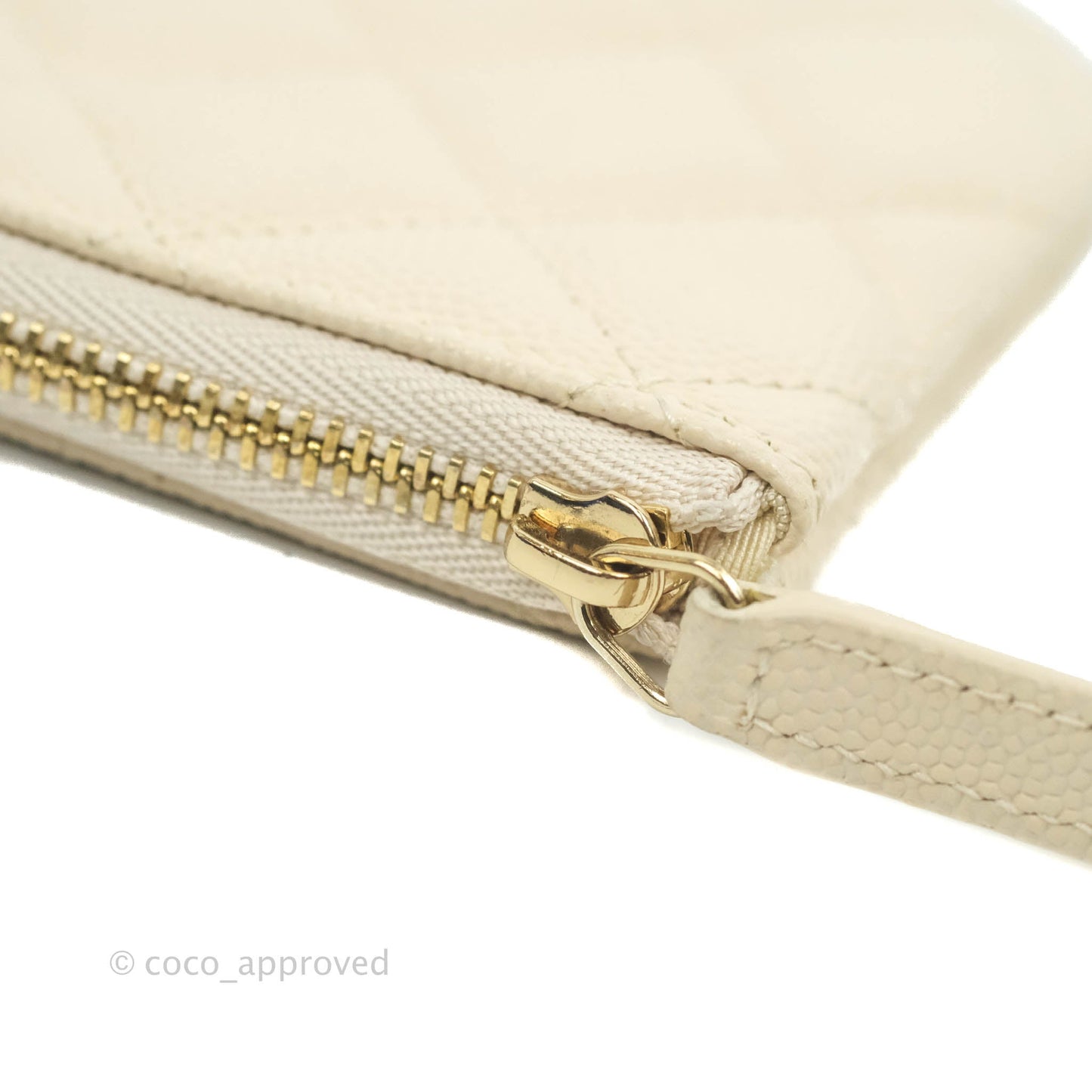 Chanel Mini Quilted O Case Ivory Caviar Gold Hardware