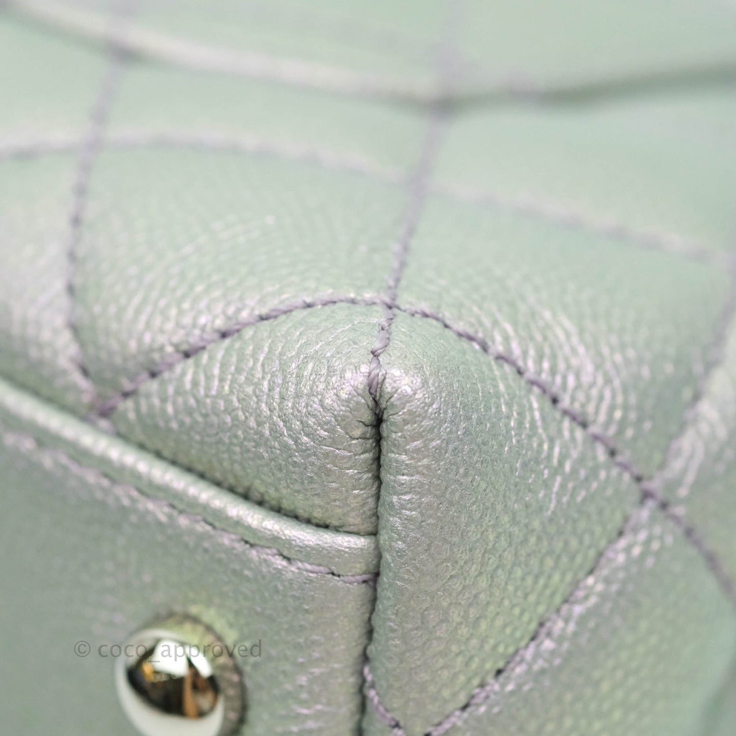 Chanel Extra Mini Coco Handle Quilted Iridescent Lilac Caviar Rainbow Hardware