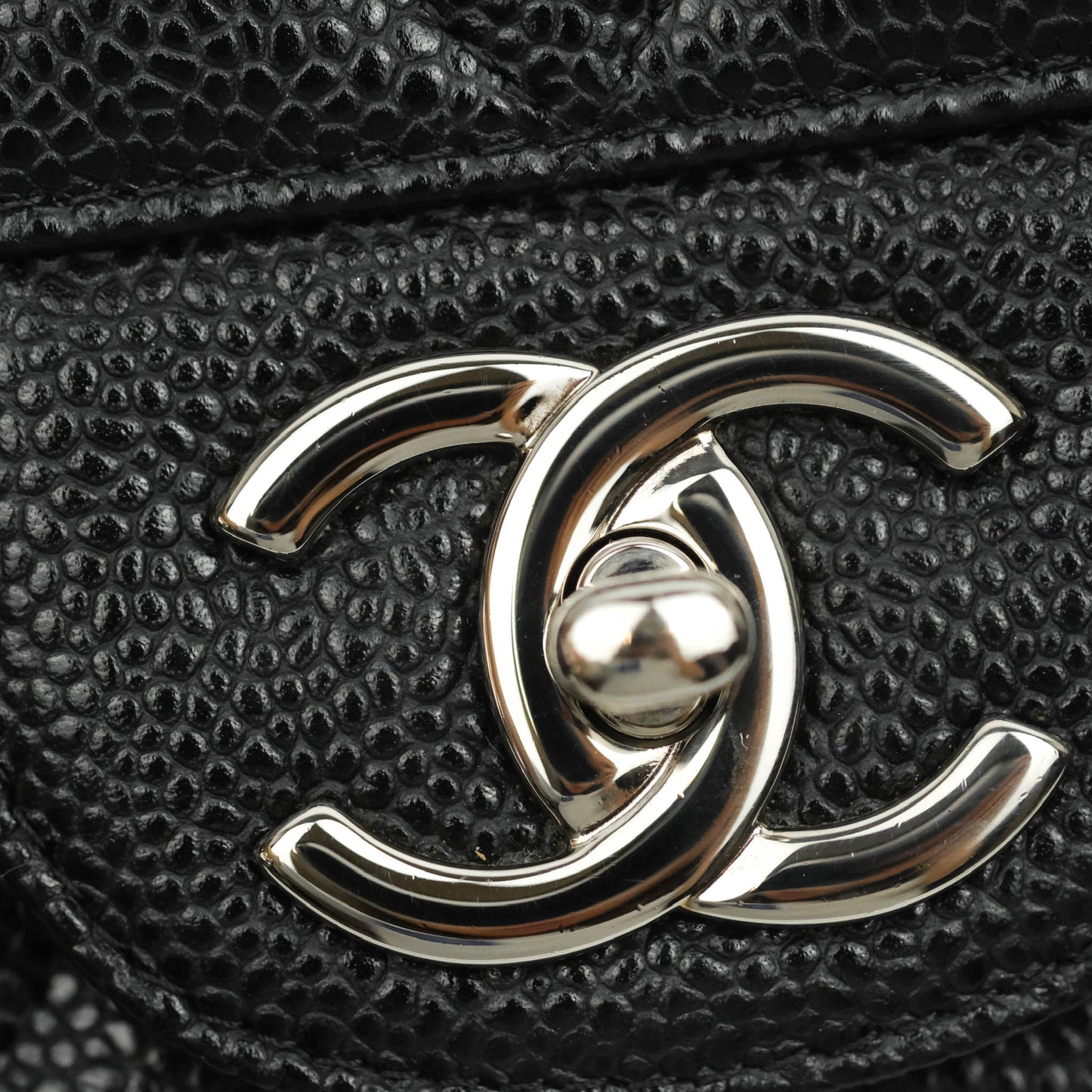 Chanel Quilted Maxi Double Flap Black Caviar Silver Hardware