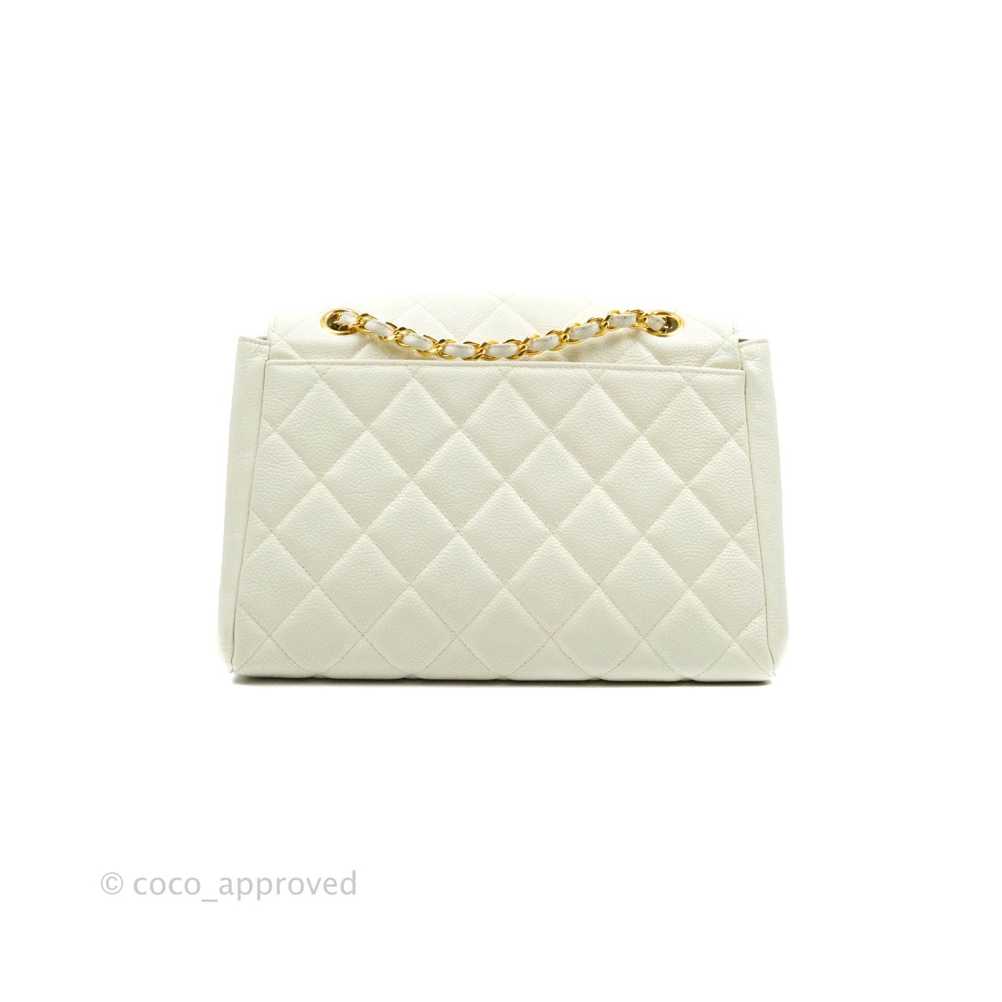 Chanel Vintage Quilted Flap Bag White Caviar 24K Gold Hardware