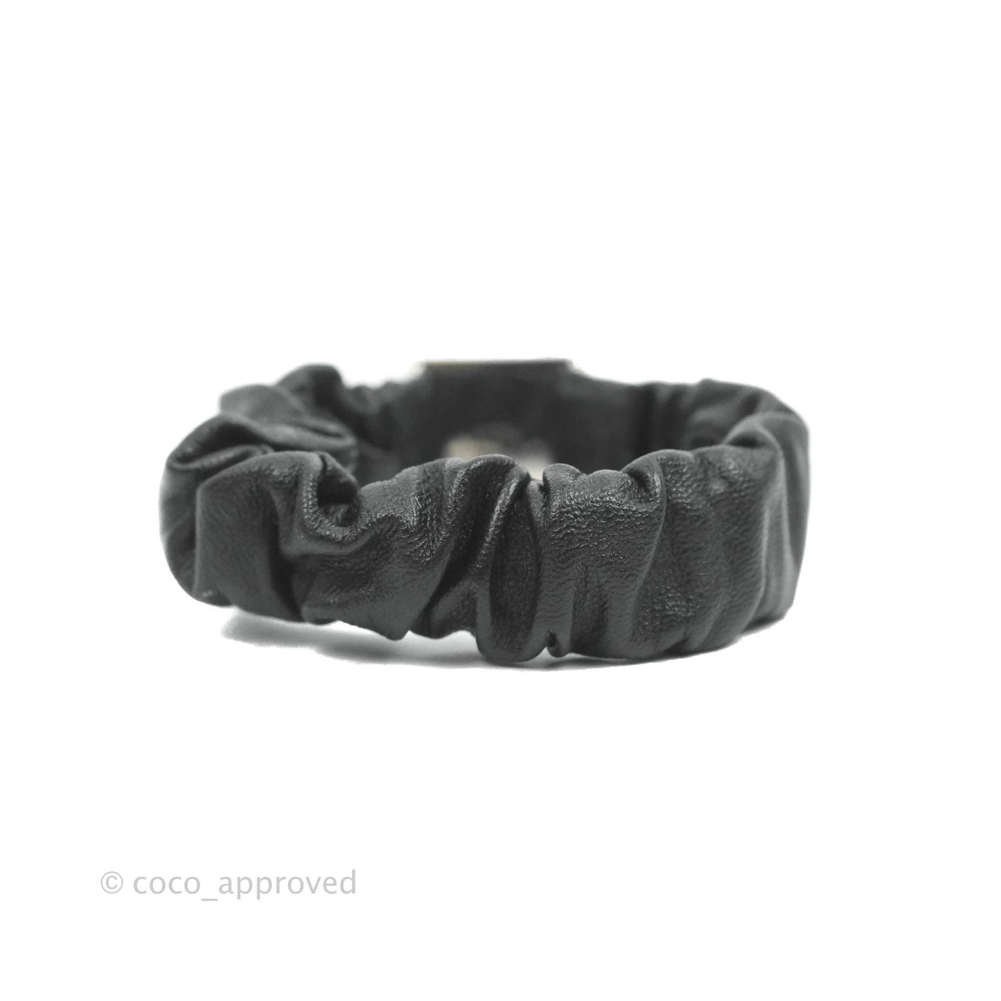 Chanel CC Black Leather Hair Accessory Silver Hardware 21B