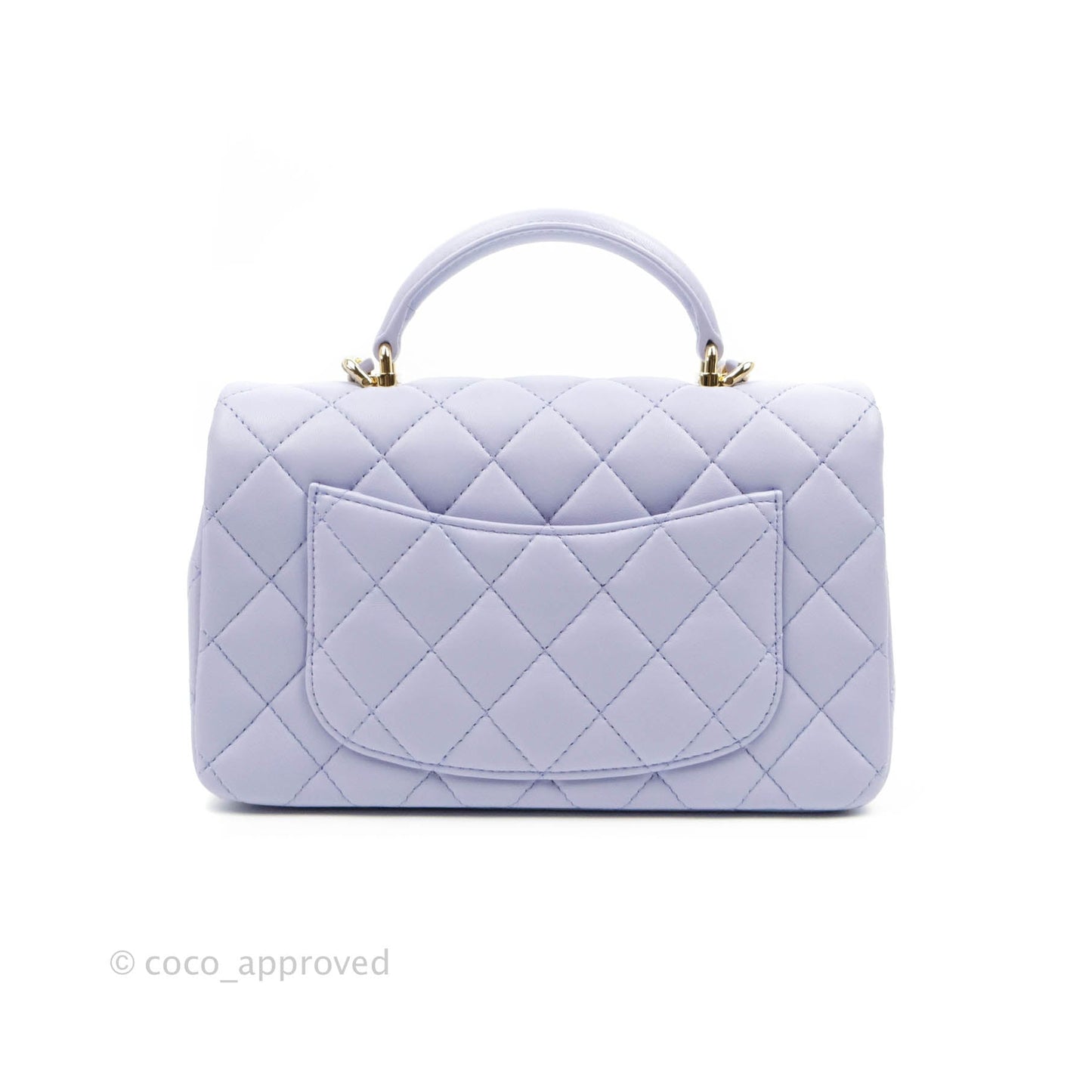 Chanel Top Handle Mini Rectangular Flap Bag Lilac Lambskin Aged Gold Hardware 21K