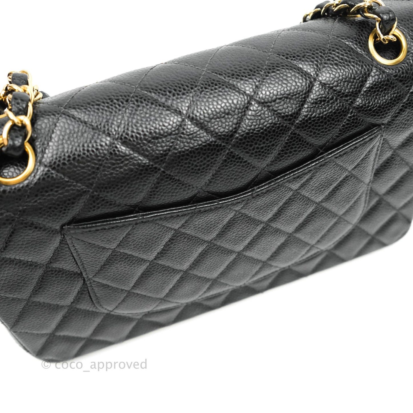 Chanel Classic M/L Medium Double Flap Black Caviar 24K Gold Hardware