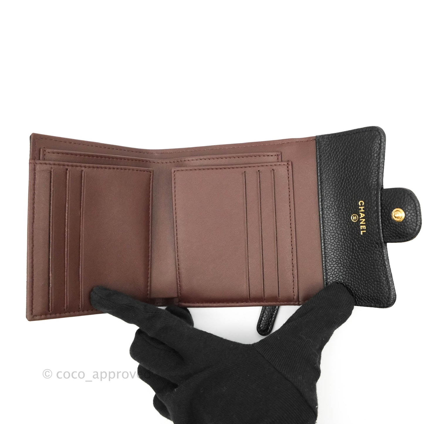 Chanel Classic Flap Wallet Black Caviar Gold Hardware