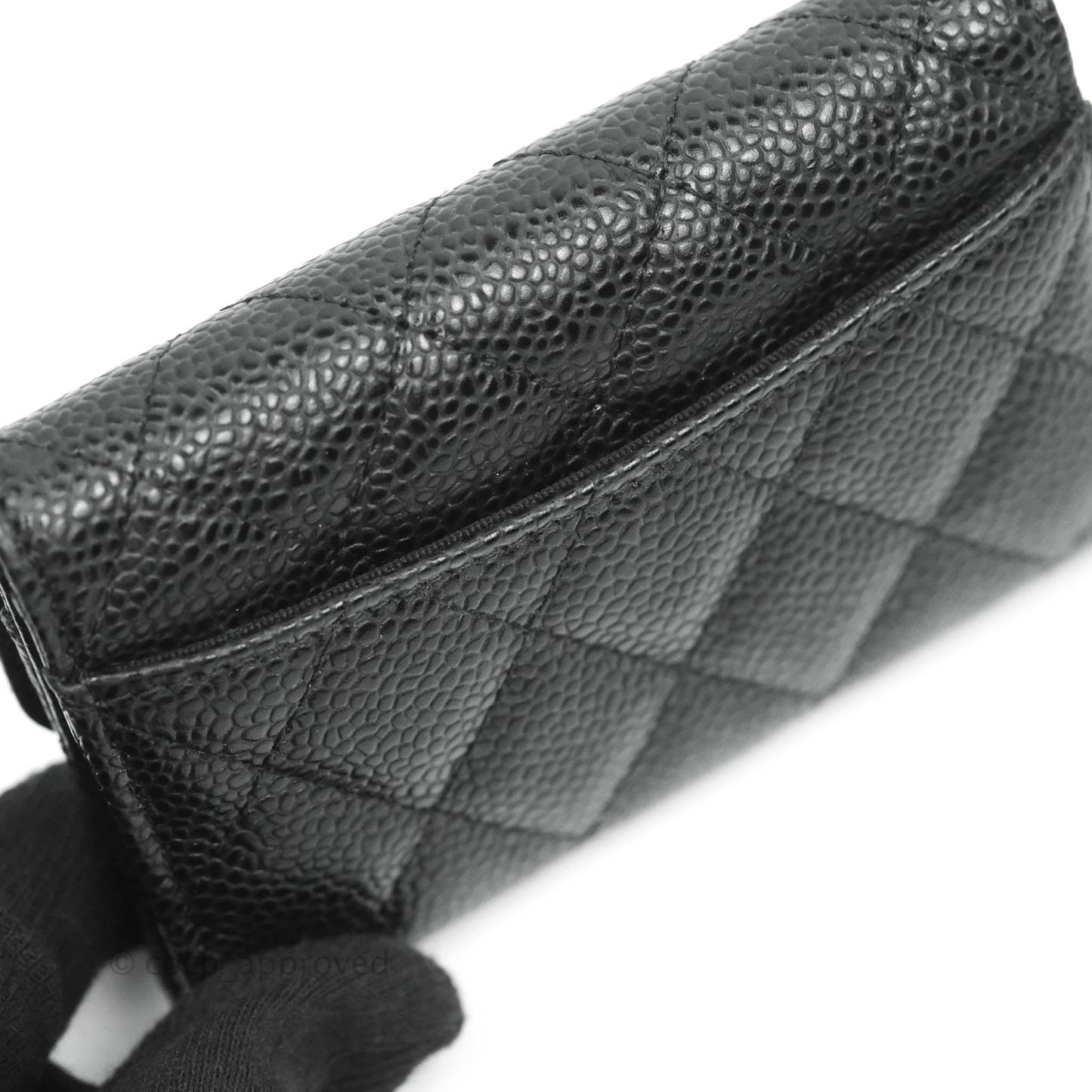 Chanel Classic Quilted Flap Card Holder Black Caviar Gold Hardware