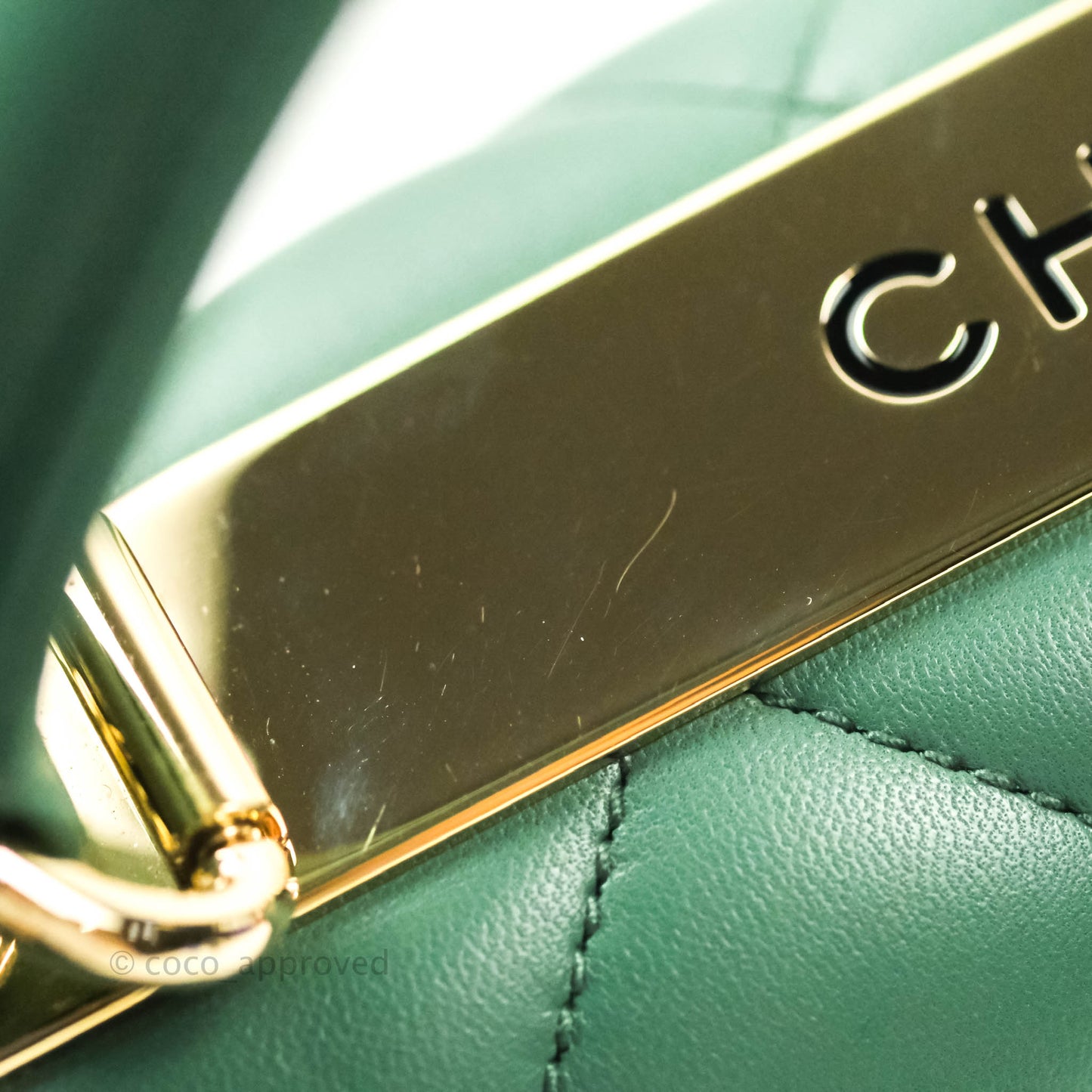 Chanel Quilted Trendy CC Small Green Lambskin Gold Hardware