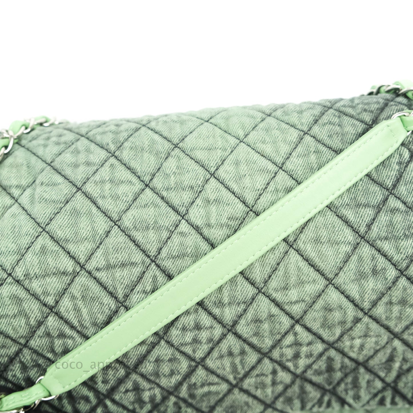 Chanel Small XXL Denimpression Flap Bag Aged Green Denim Silver Hardware