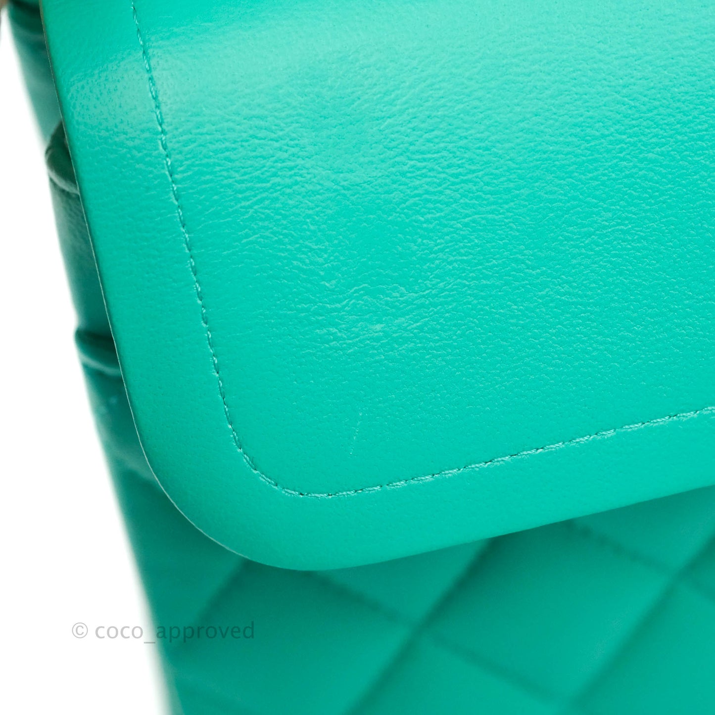 Chanel Quilted M/L Medium Double Flap Green Lambskin Aged Gold Hardware 19S
