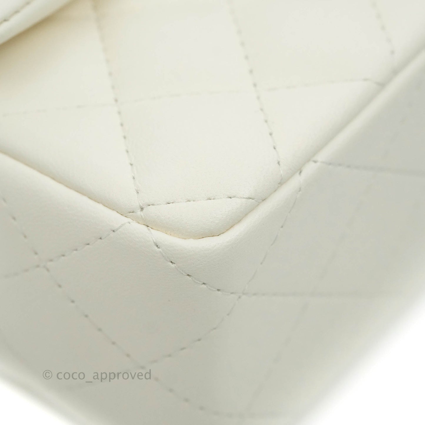 Chanel Quilted Mini Rectangular Flap White Lambskin Gold Hardware