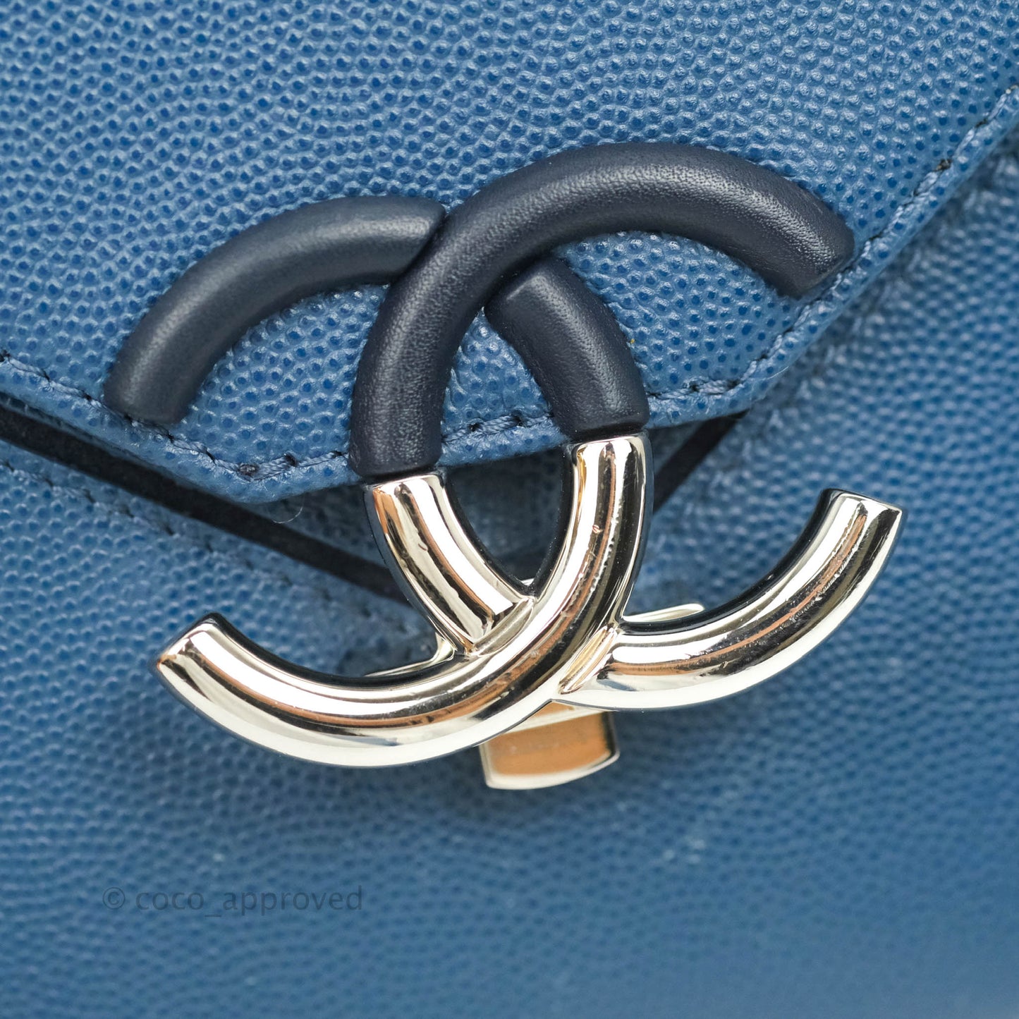 Chanel CC Chevron Flap Bag Navy Caviar Silver Hardware