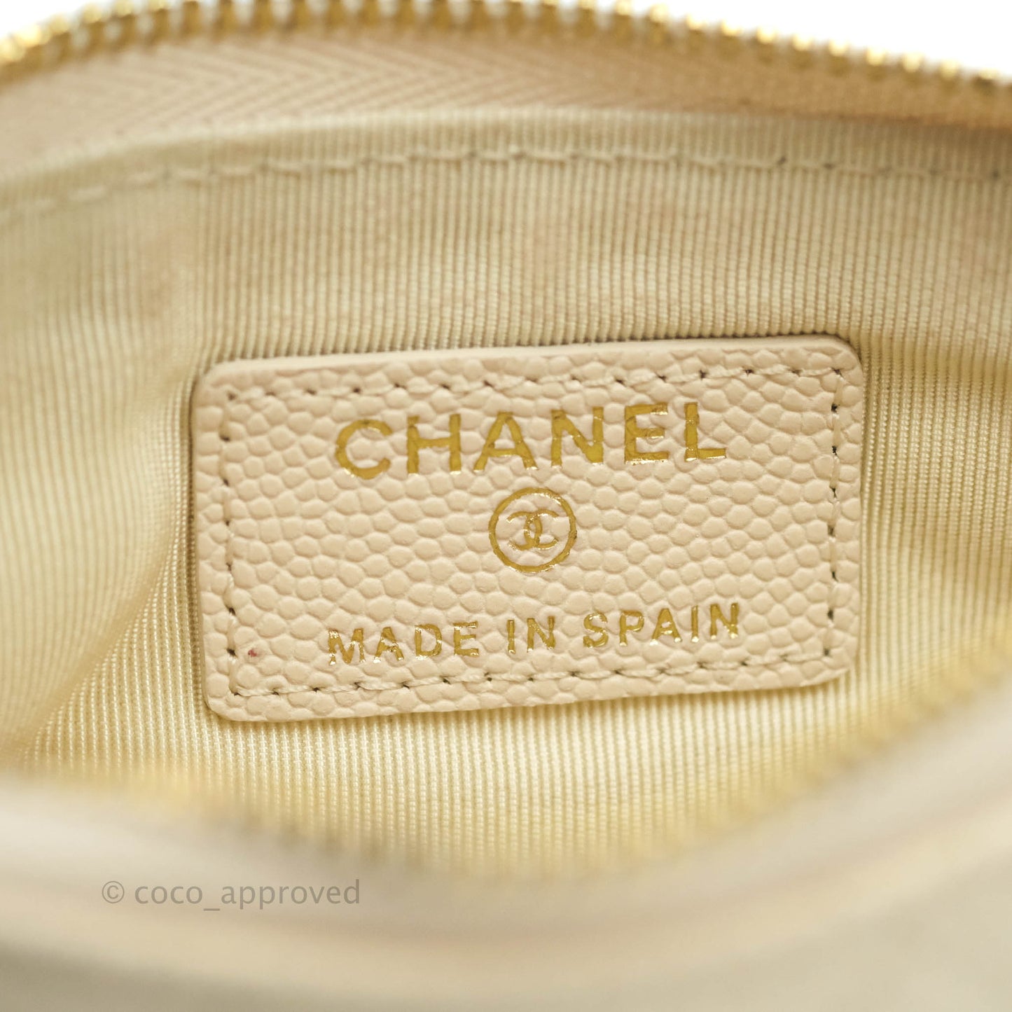 Chanel Mini Quilted O Case Ivory Caviar Gold Hardware