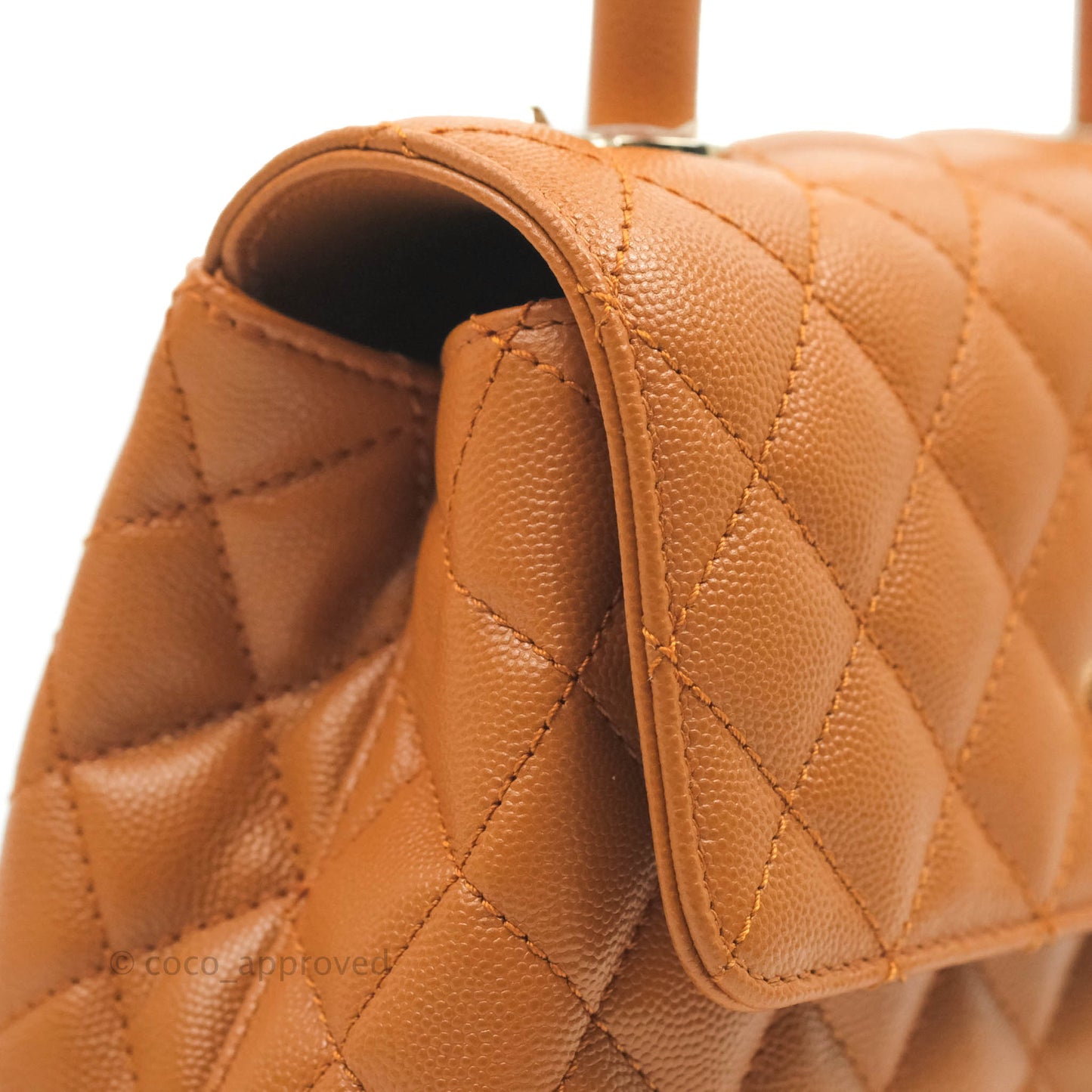 Chanel Small (Mini) Coco Handle Quilted Caramel Brown Caviar Gold Hardware 21A