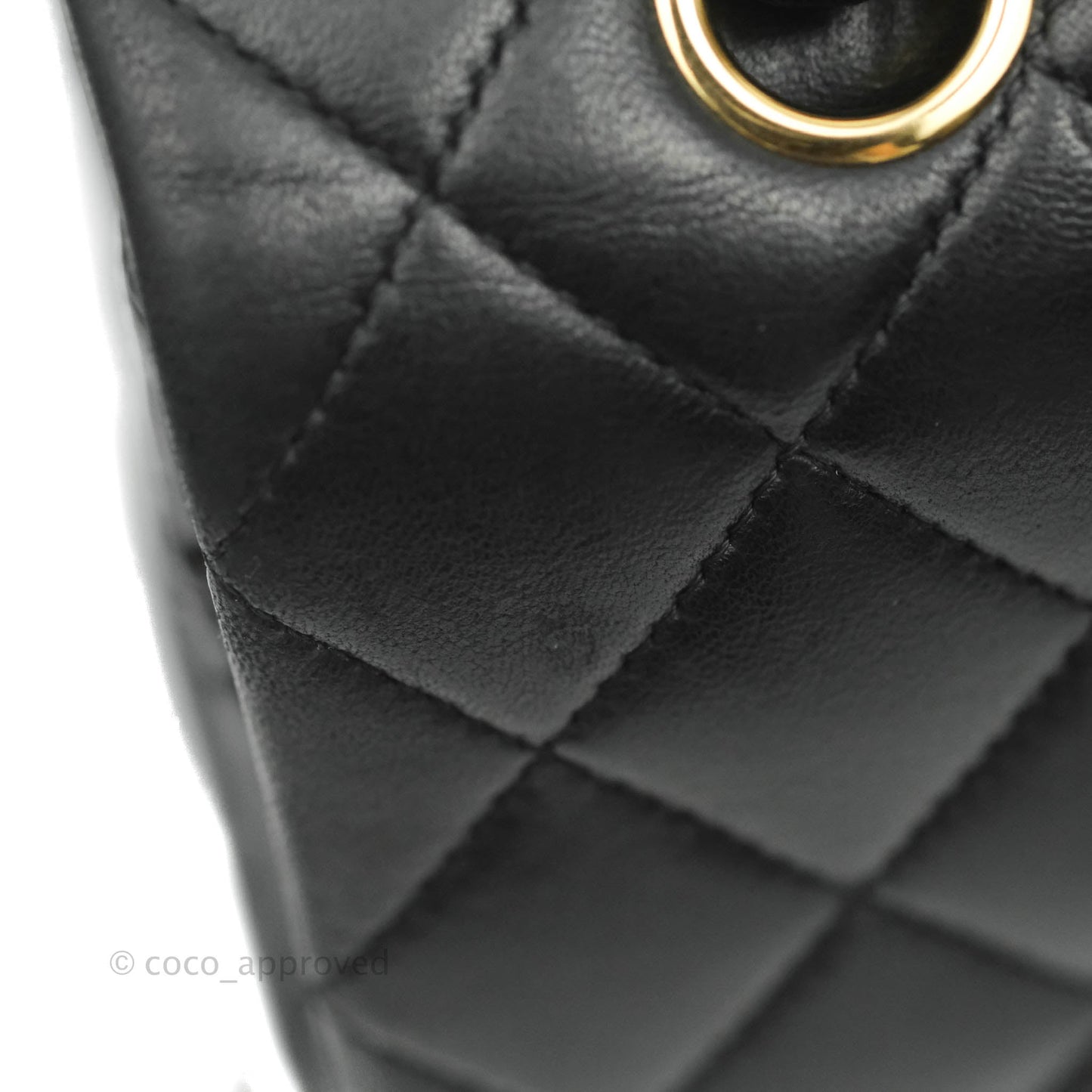 Chanel Classic M/L Medium Double Flap Black Lambskin Gold Hardware