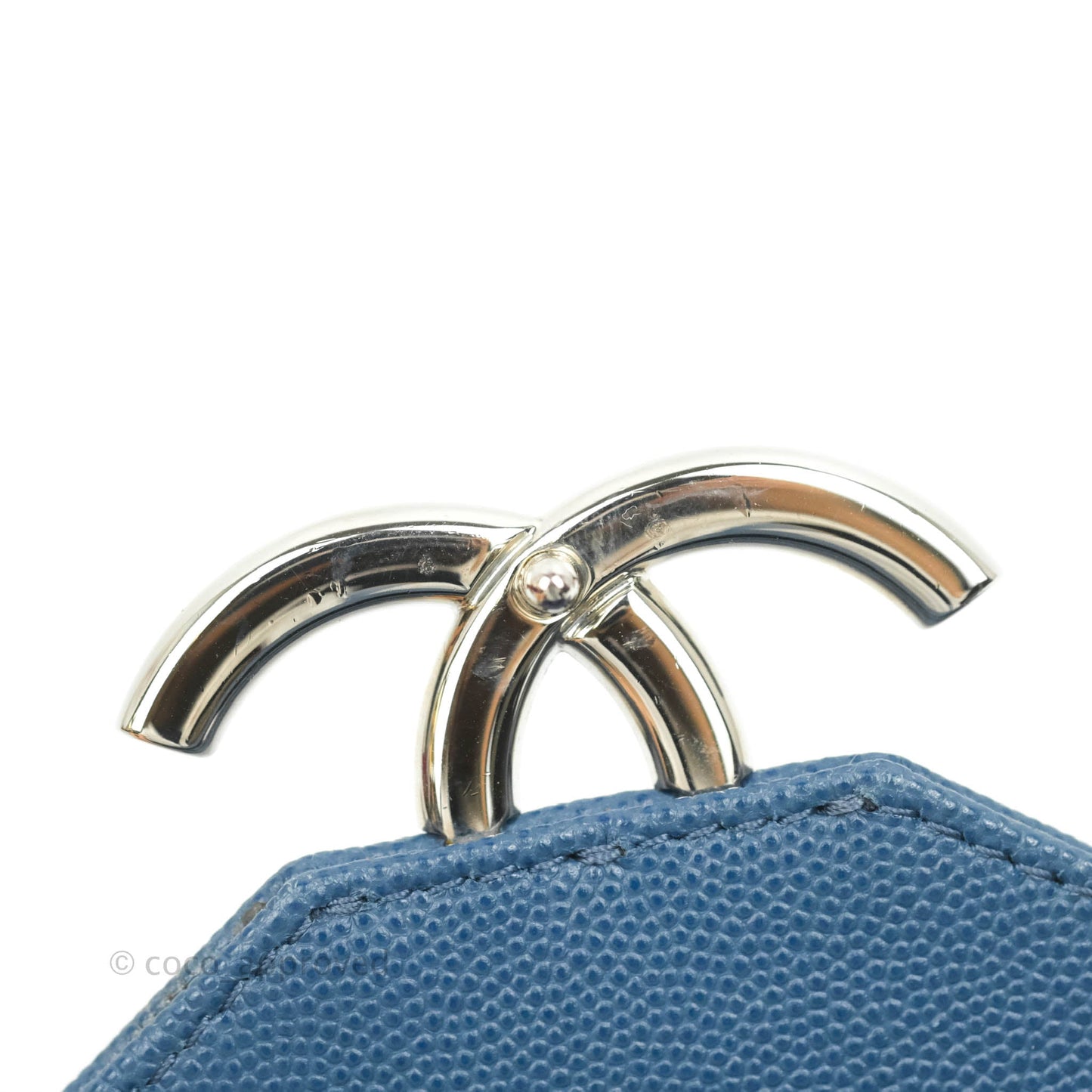 Chanel CC Chevron Flap Bag Navy Caviar Silver Hardware