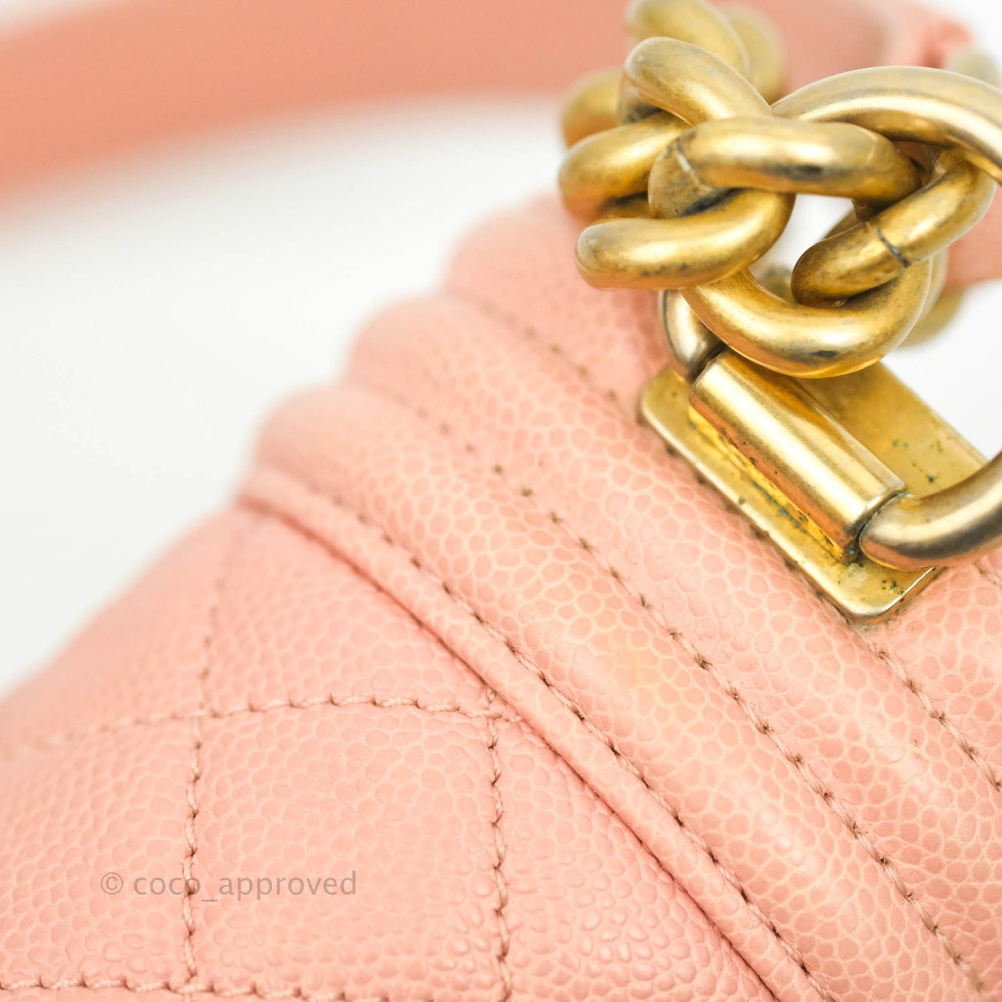 Chanel Quilted Medium Boy Bag Pink Caviar Aged Gold Hardware
