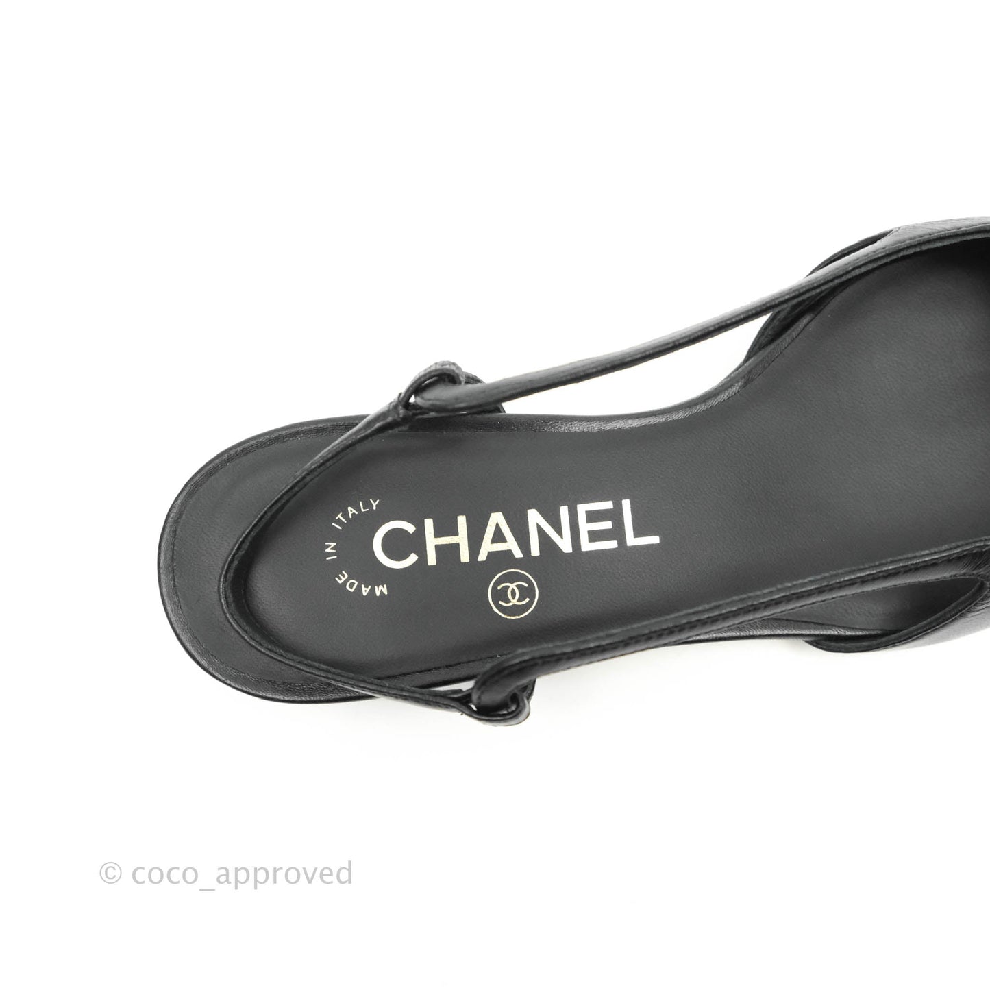 Chanel Slingback Pointed Black Flats Size 36.5