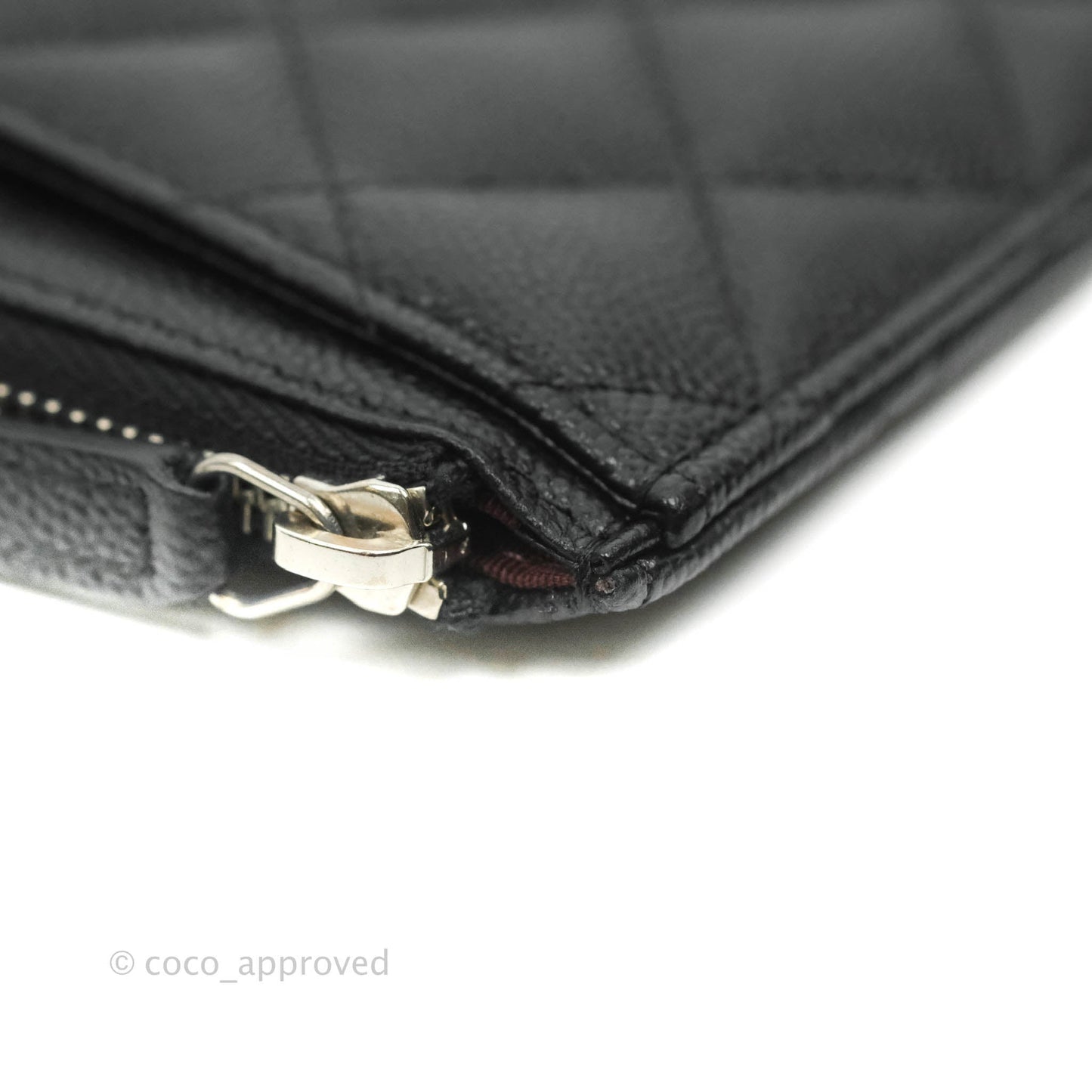 Chanel O Case Phone Case Pouch Card Holder Black Caviar Silver Hardware