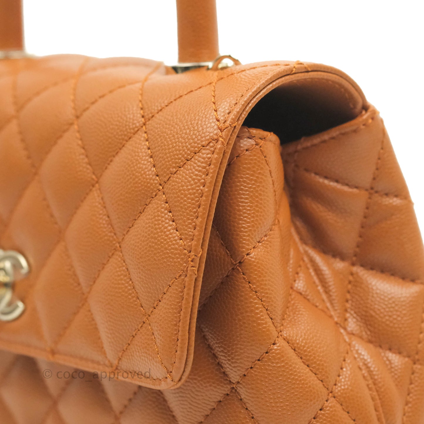 Chanel Small (Mini) Coco Handle Quilted Caramel Brown Caviar Gold Hardware 21A