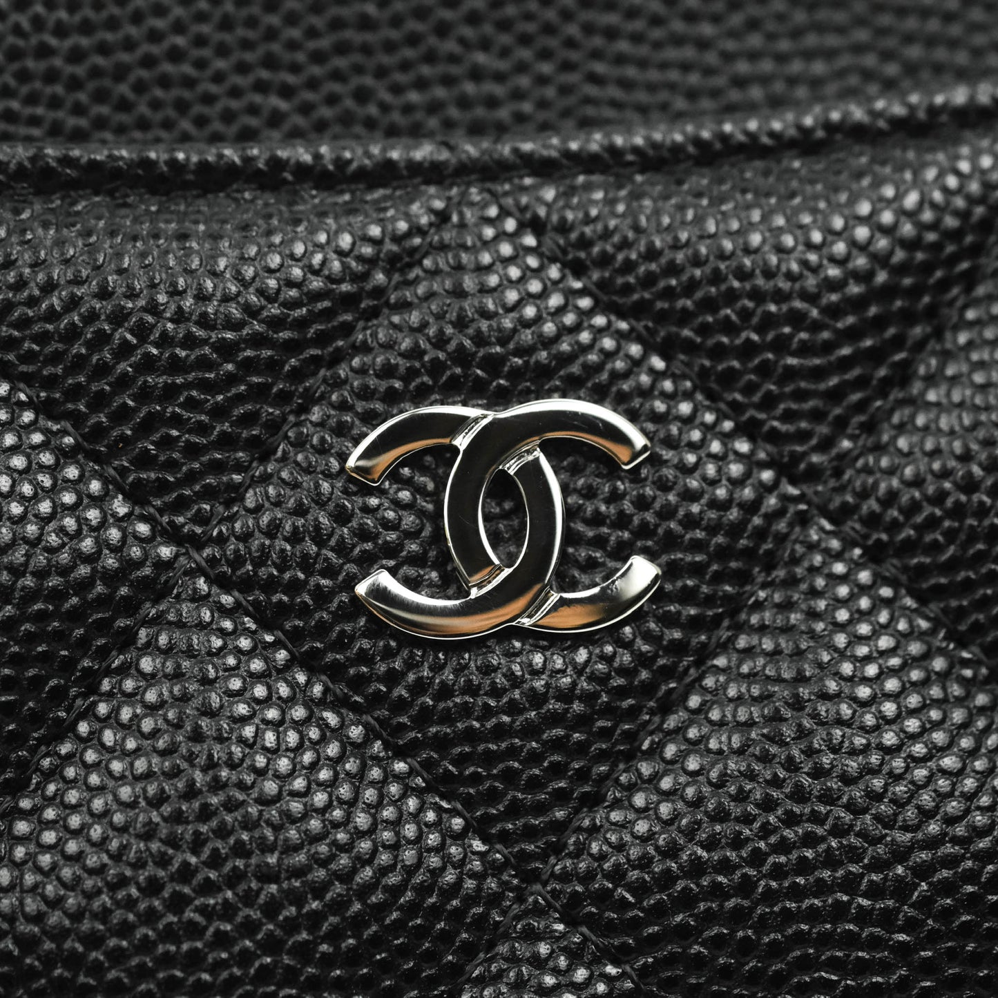 Chanel O Case Phone Case Pouch Card Holder Black Caviar Silver Hardware