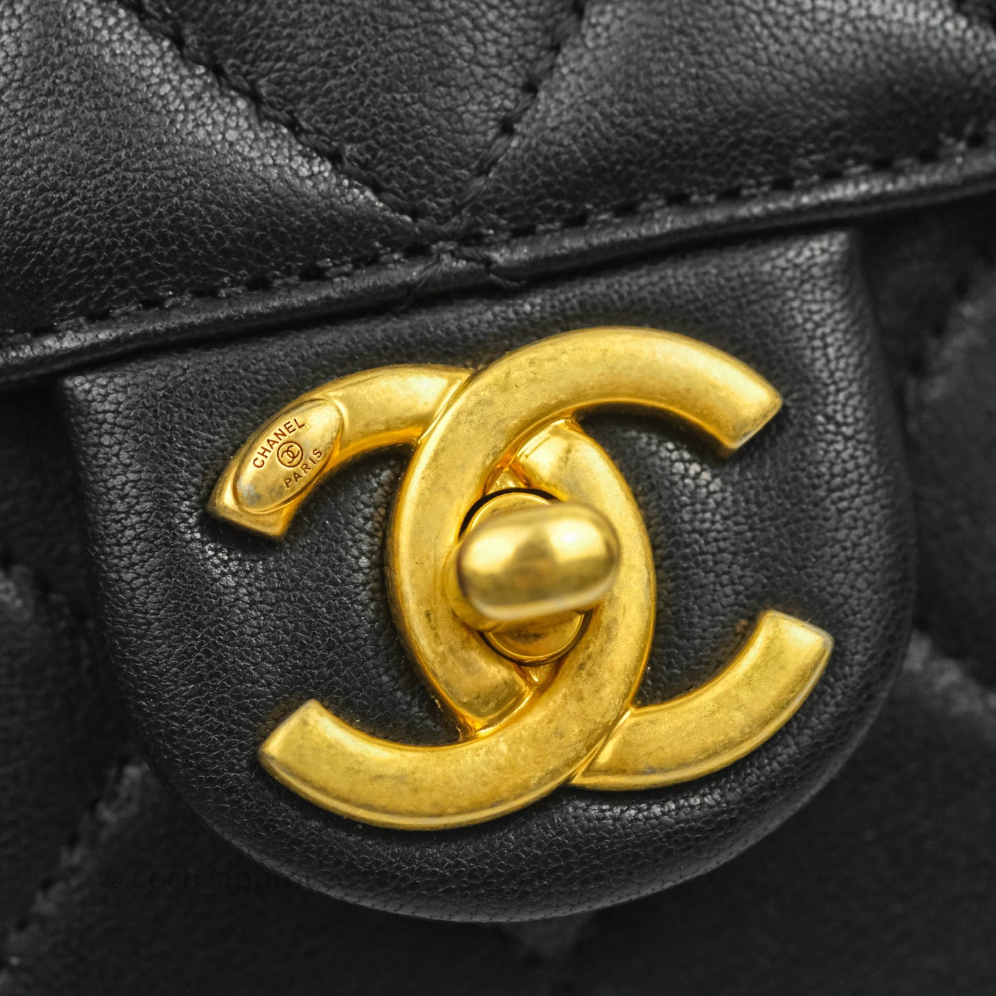 Chanel Large Quilted Pearl Chain Flap Bag Black Lambskin Aged Gold Hardware 19S