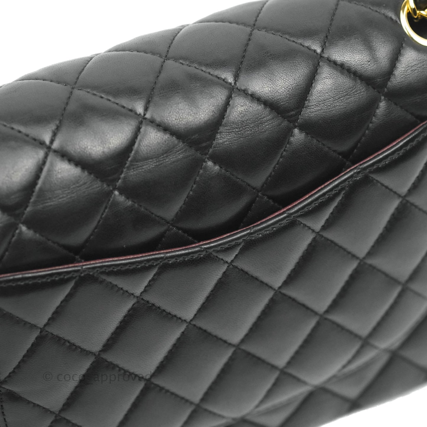 Chanel Classic M/L Medium Double Flap Black Lambskin Gold Hardware