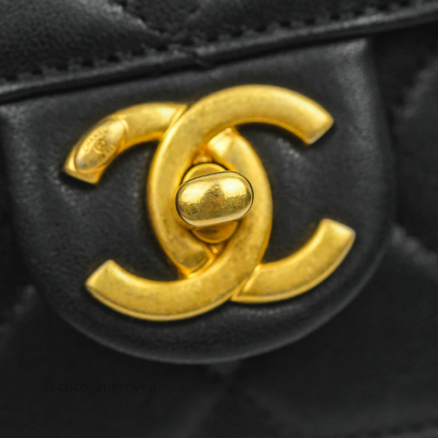 Chanel Large Quilted Pearl Chain Flap Bag Black Lambskin Aged Gold Hardware 19S