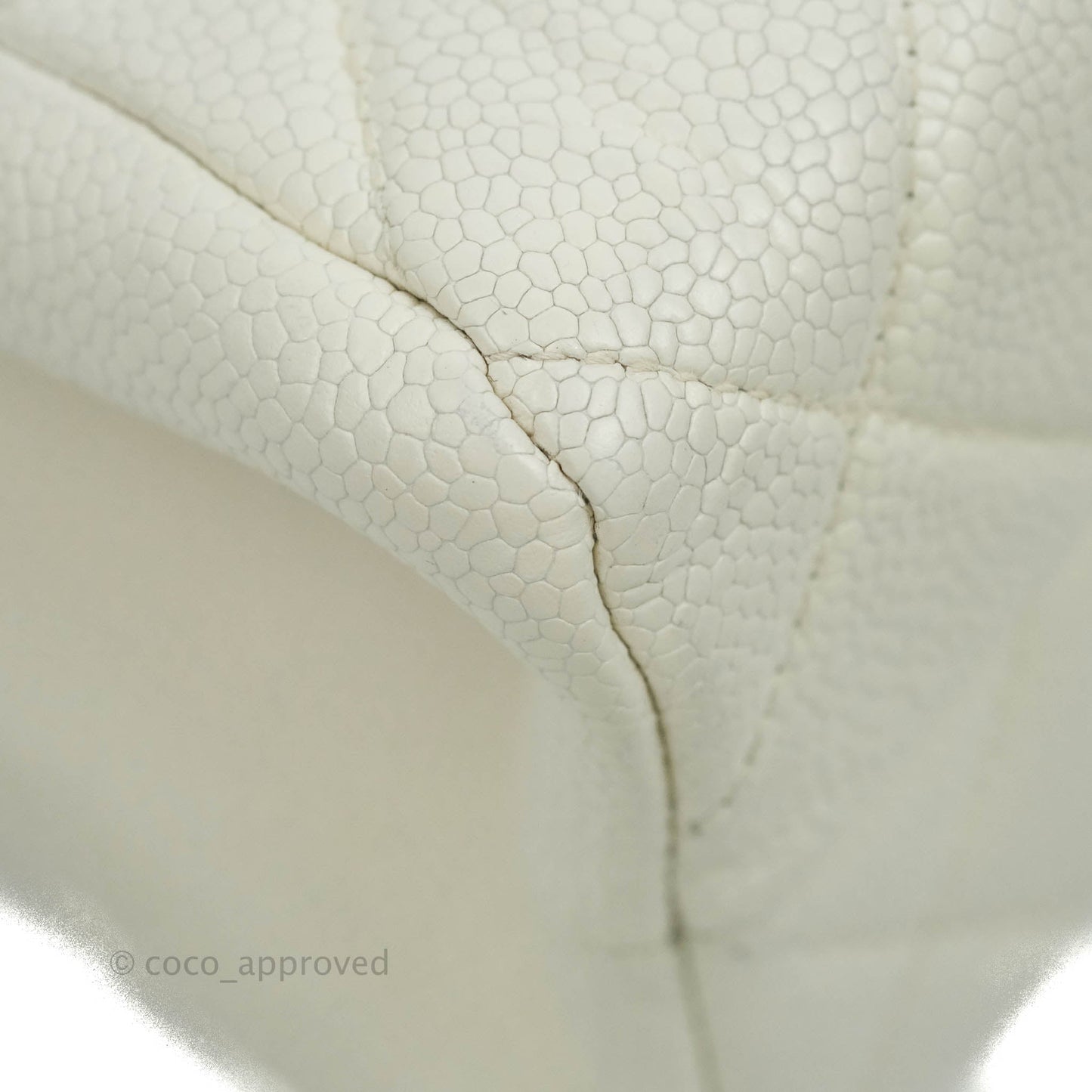 Chanel Vintage Quilted Flap Bag White Caviar 24K Gold Hardware