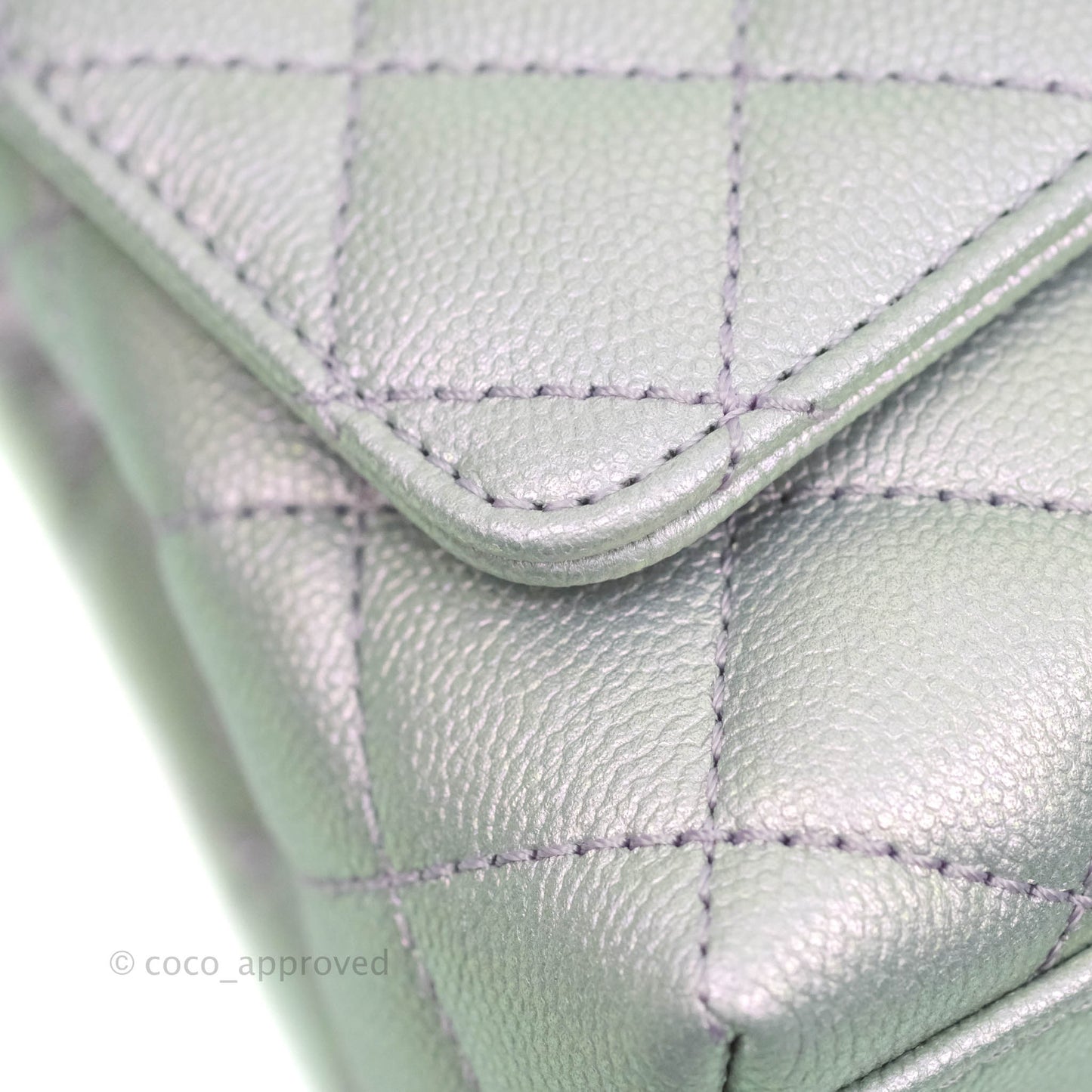 Chanel Extra Mini Coco Handle Quilted Iridescent Lilac Caviar Rainbow Hardware