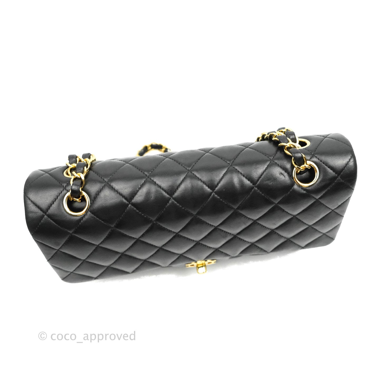 Chanel Classic M/L Medium Double Flap Black Lambskin Gold Hardware