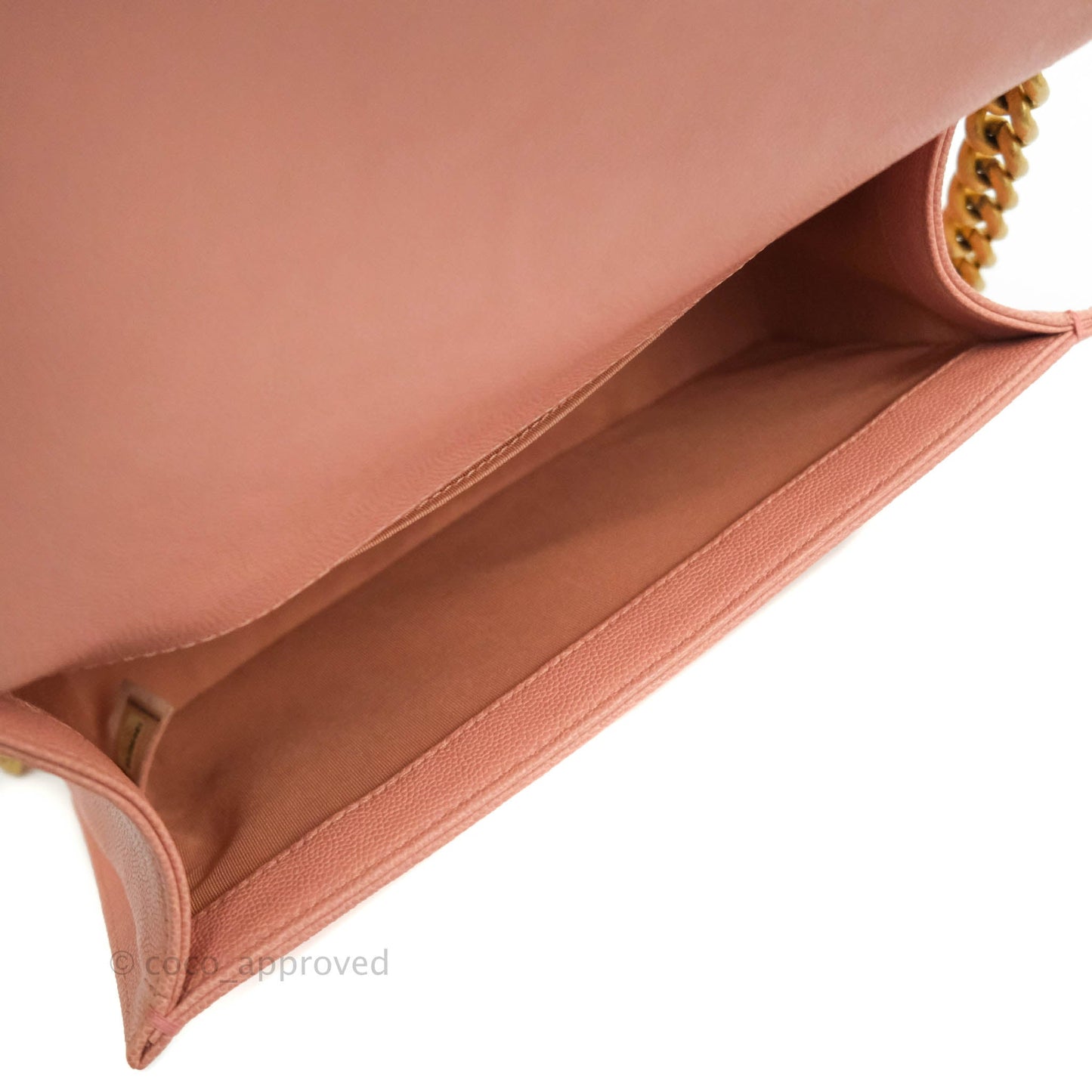 Chanel Quilted Medium Boy Bag Pink Caviar Aged Gold Hardware