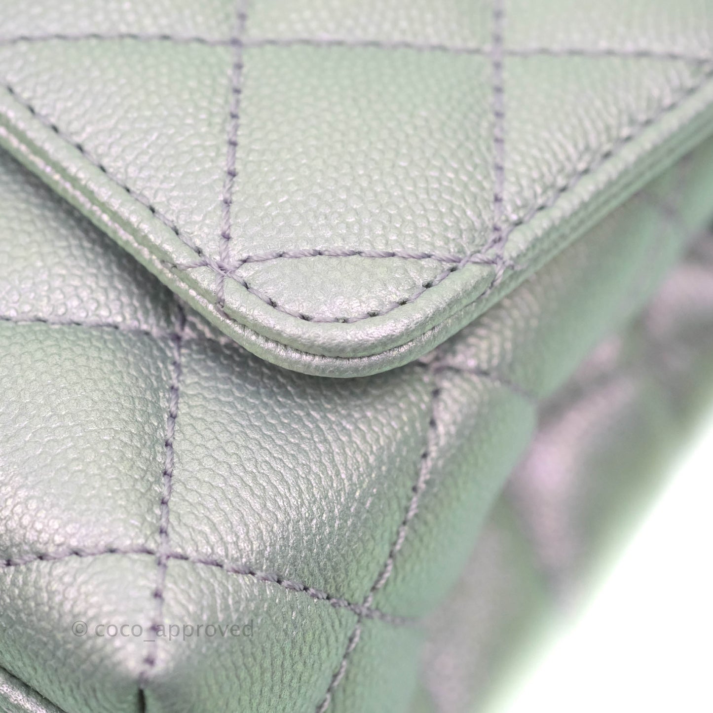 Chanel Extra Mini Coco Handle Quilted Iridescent Lilac Caviar Rainbow Hardware