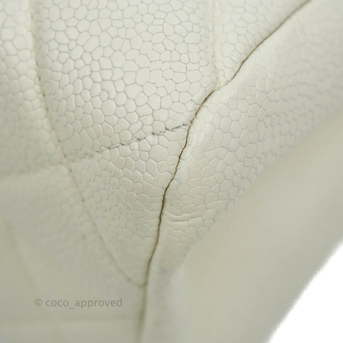Chanel Vintage Quilted Flap Bag White Caviar 24K Gold Hardware